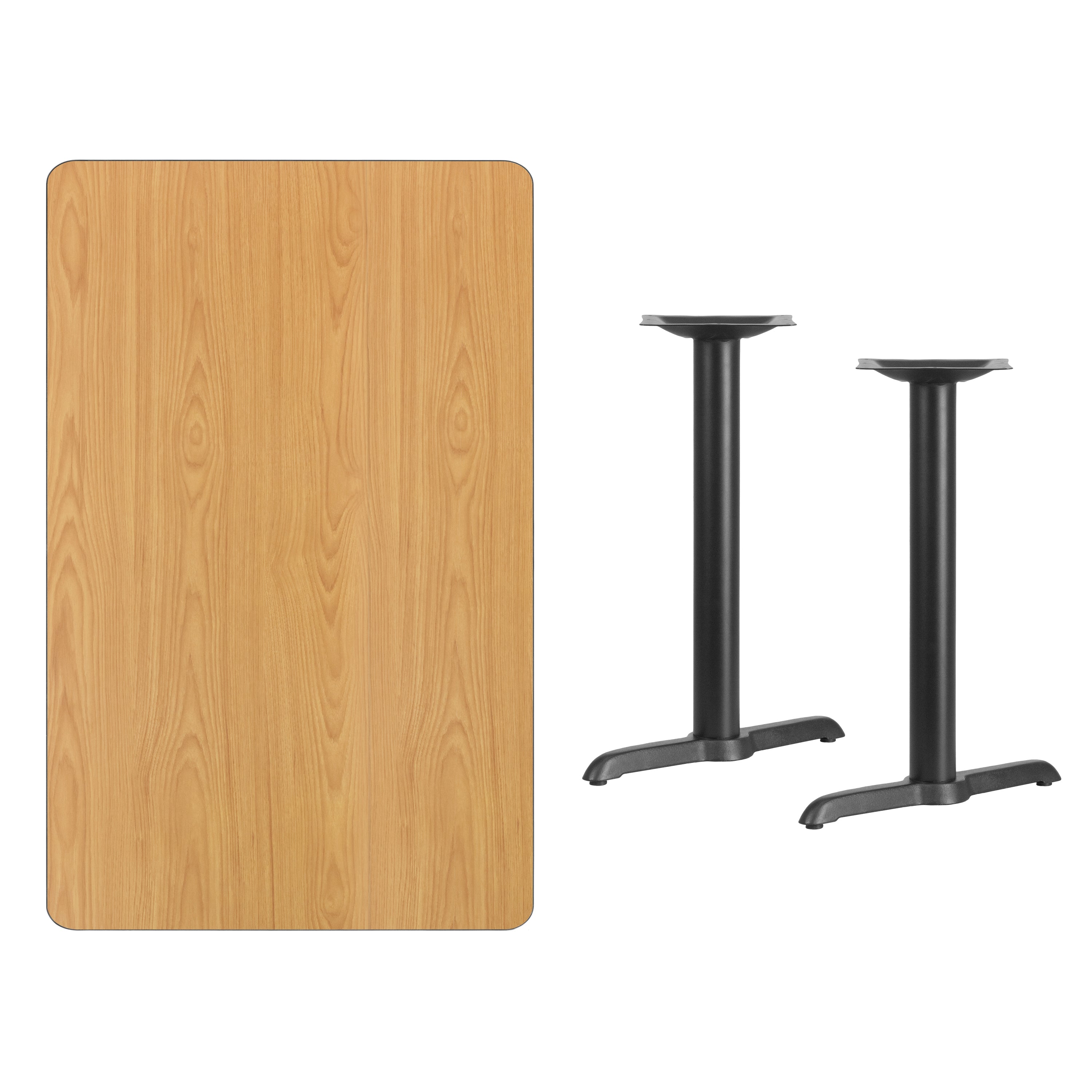 Graniss 30'' x 48'' Rectangular Natural Laminate Table Top with 5'' x 22'' Table Height Bases