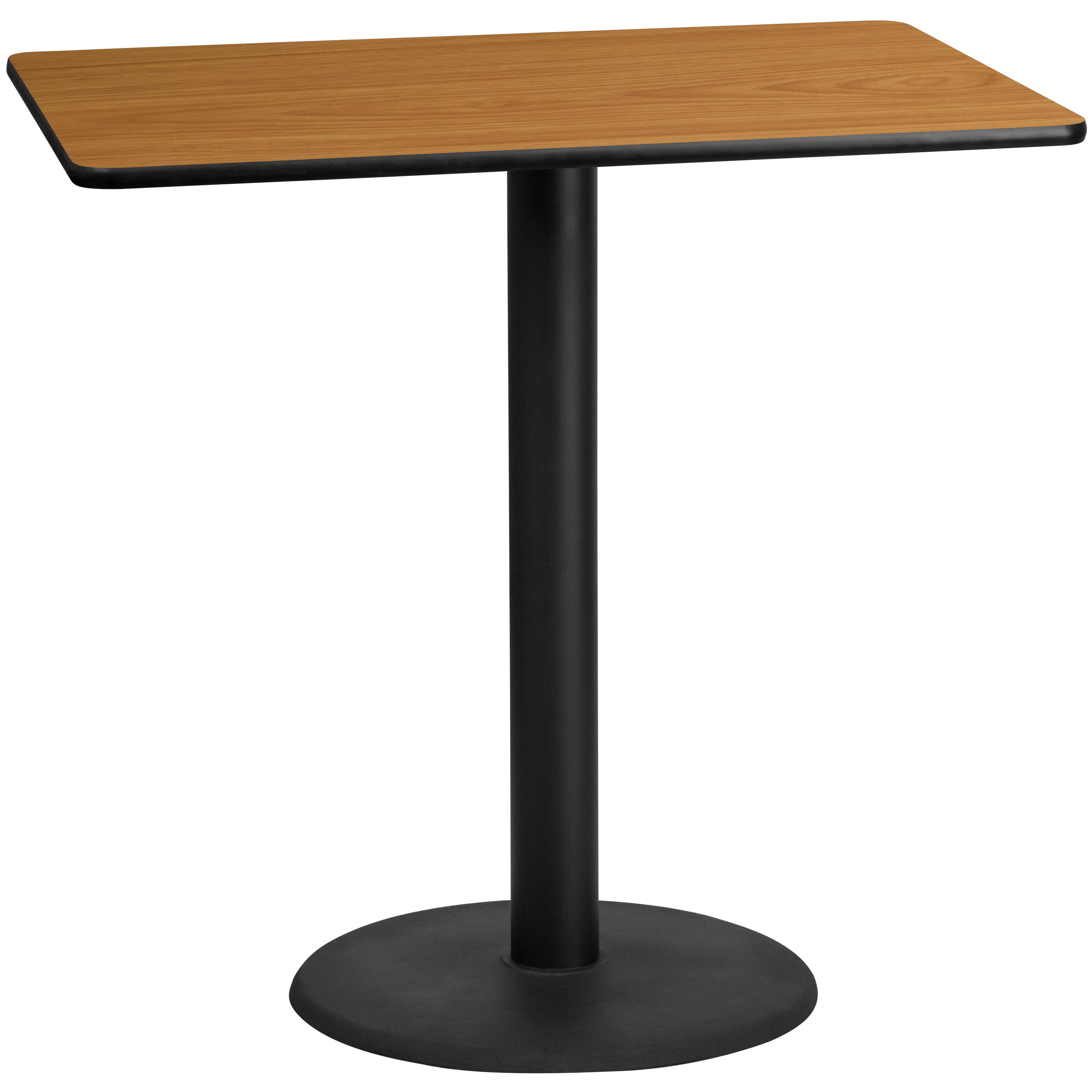 Stiles 30'' x 48'' Rectangular Natural Laminate Table Top with 24'' Round Bar Height Table Base