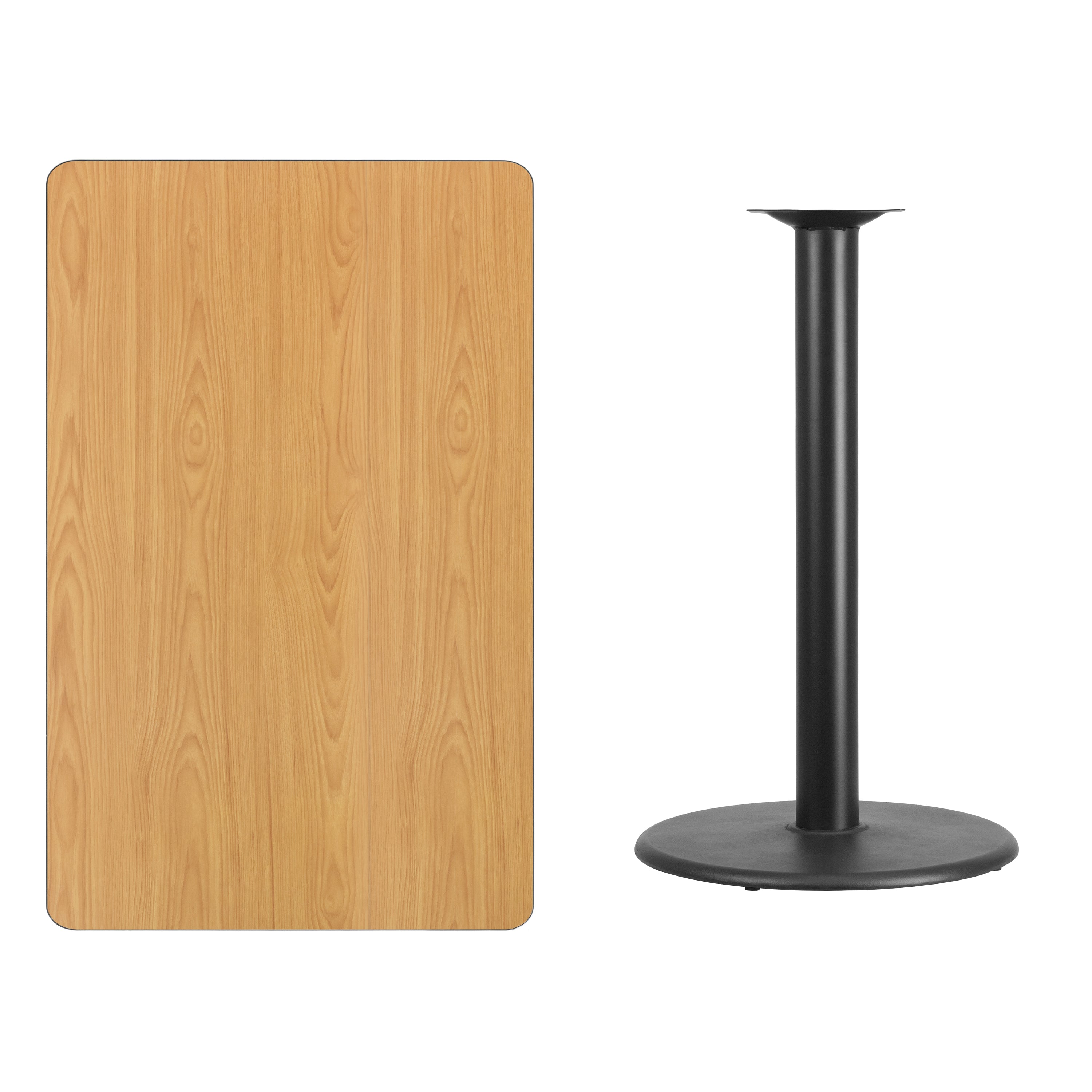Stiles 30'' x 48'' Rectangular Natural Laminate Table Top with 24'' Round Bar Height Table Base