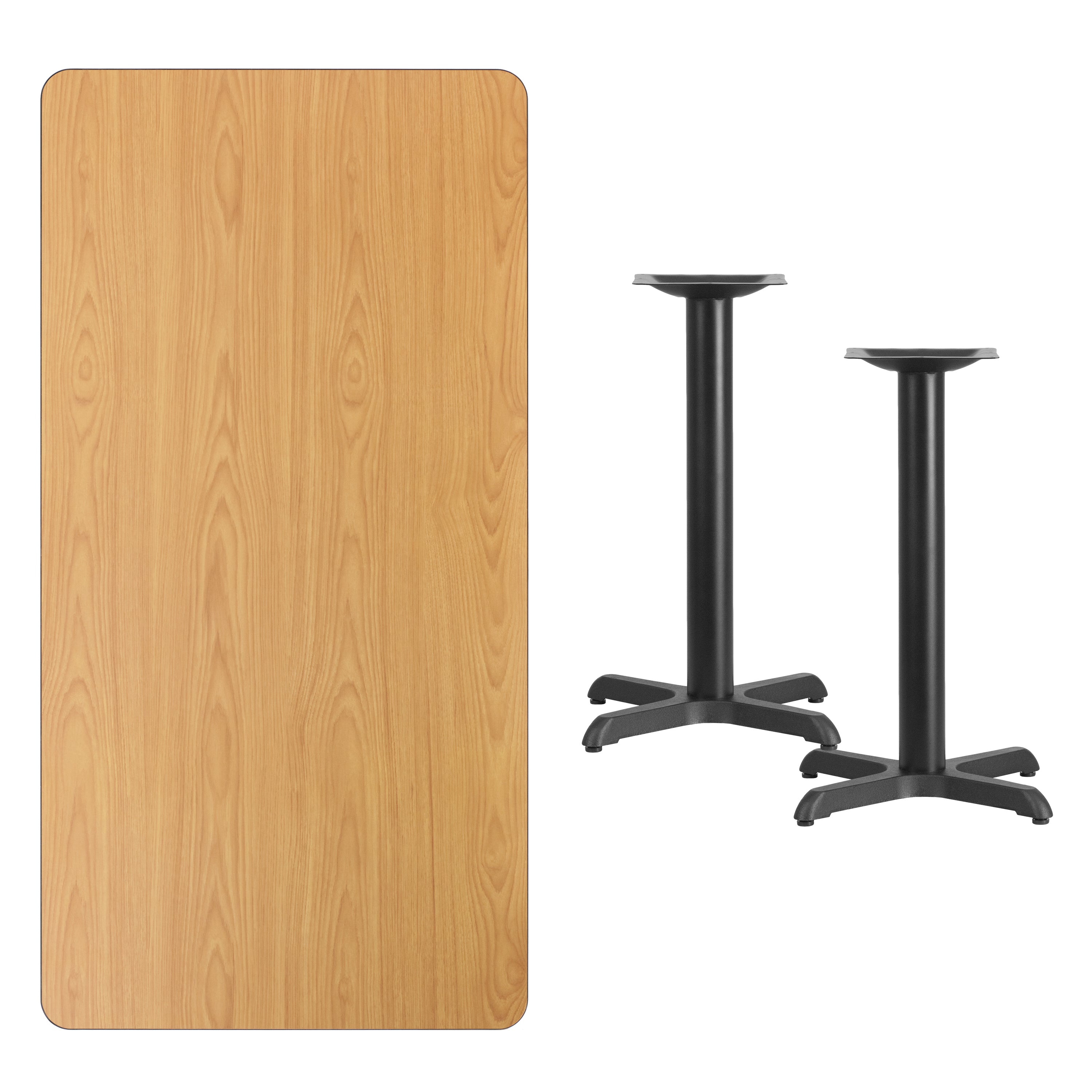 Graniss 30'' x 60'' Rectangular Natural Laminate Table Top with 22'' x 22'' Table Height Bases