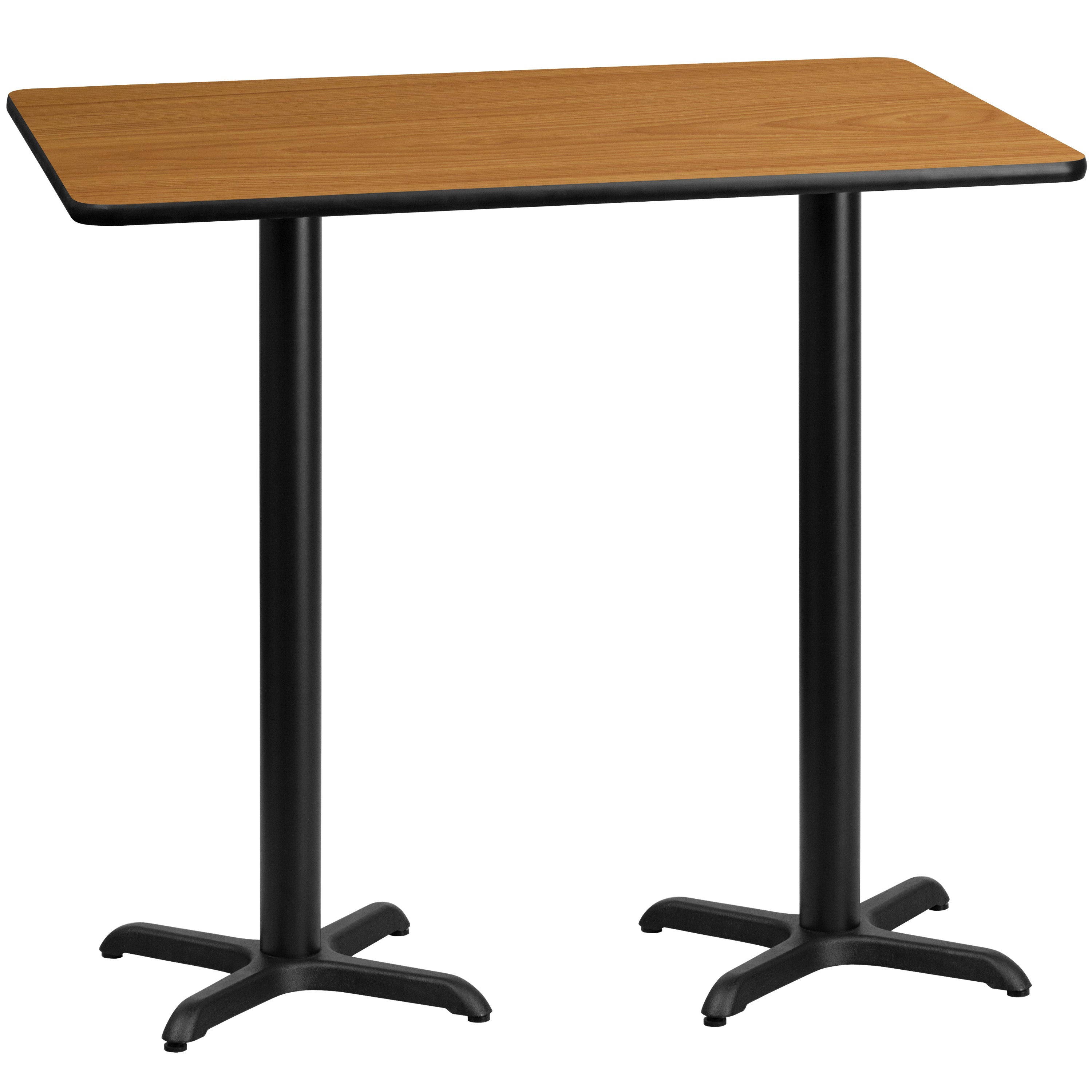 Stiles 30'' x 60'' Rectangular Natural Laminate Table Top with 22'' x 22'' Bar Height Table Bases