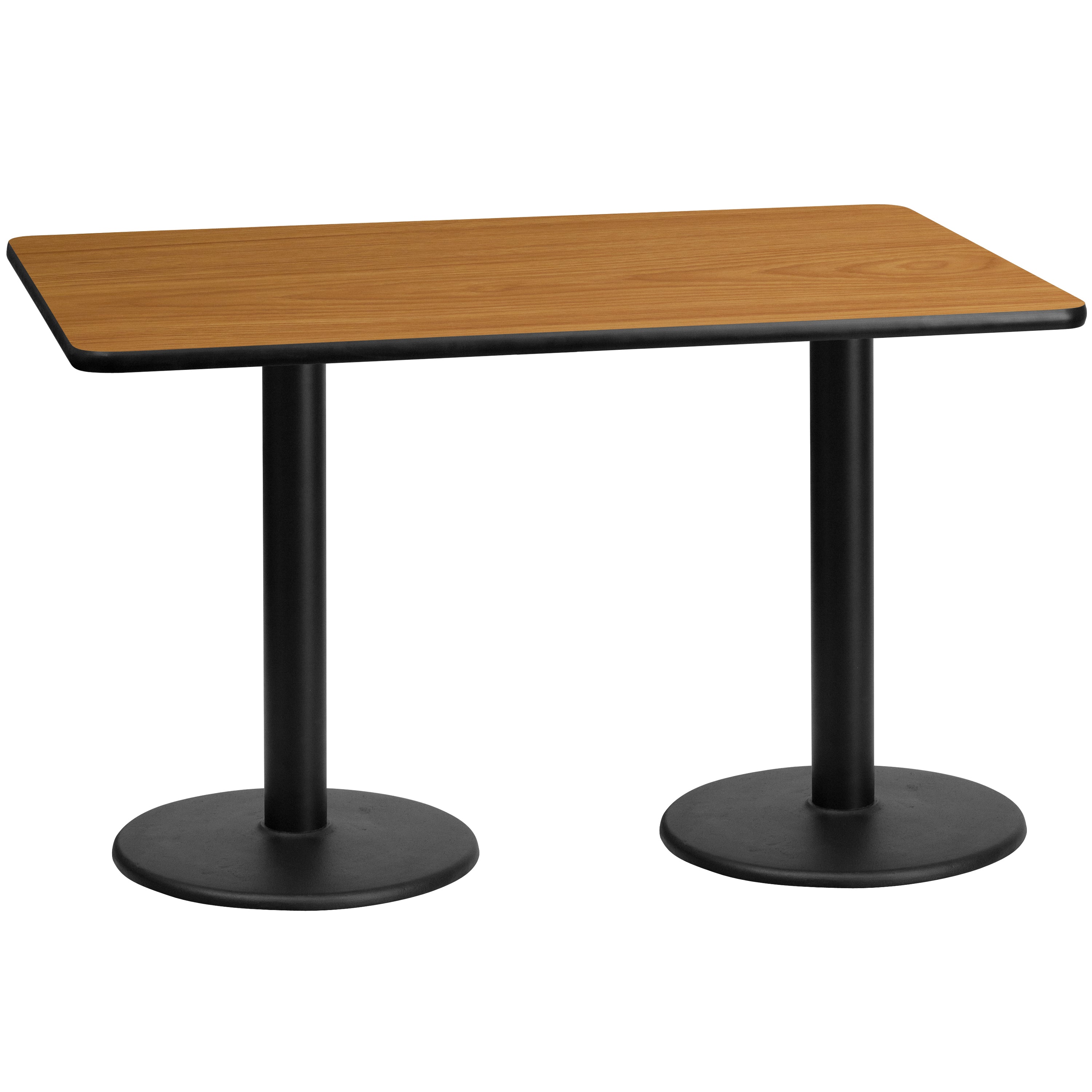 Graniss 30'' x 60'' Rectangular Natural Laminate Table Top with 18'' Round Table Height Bases