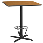 Stiles 36'' Square Natural Laminate Table Top with 30'' x 30'' Bar Height Table Base and Foot Ring