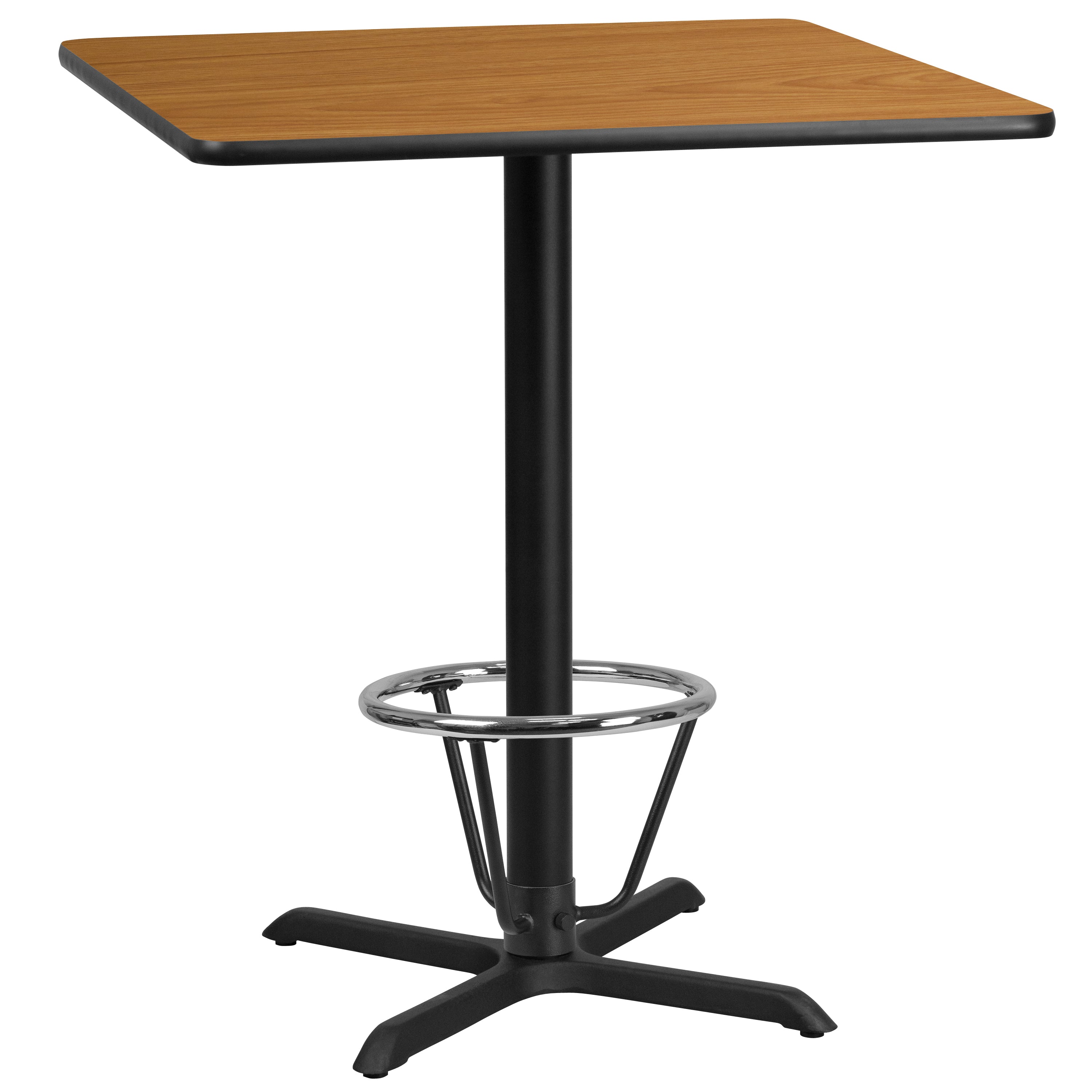 Stiles 36'' Square Natural Laminate Table Top with 30'' x 30'' Bar Height Table Base and Foot Ring