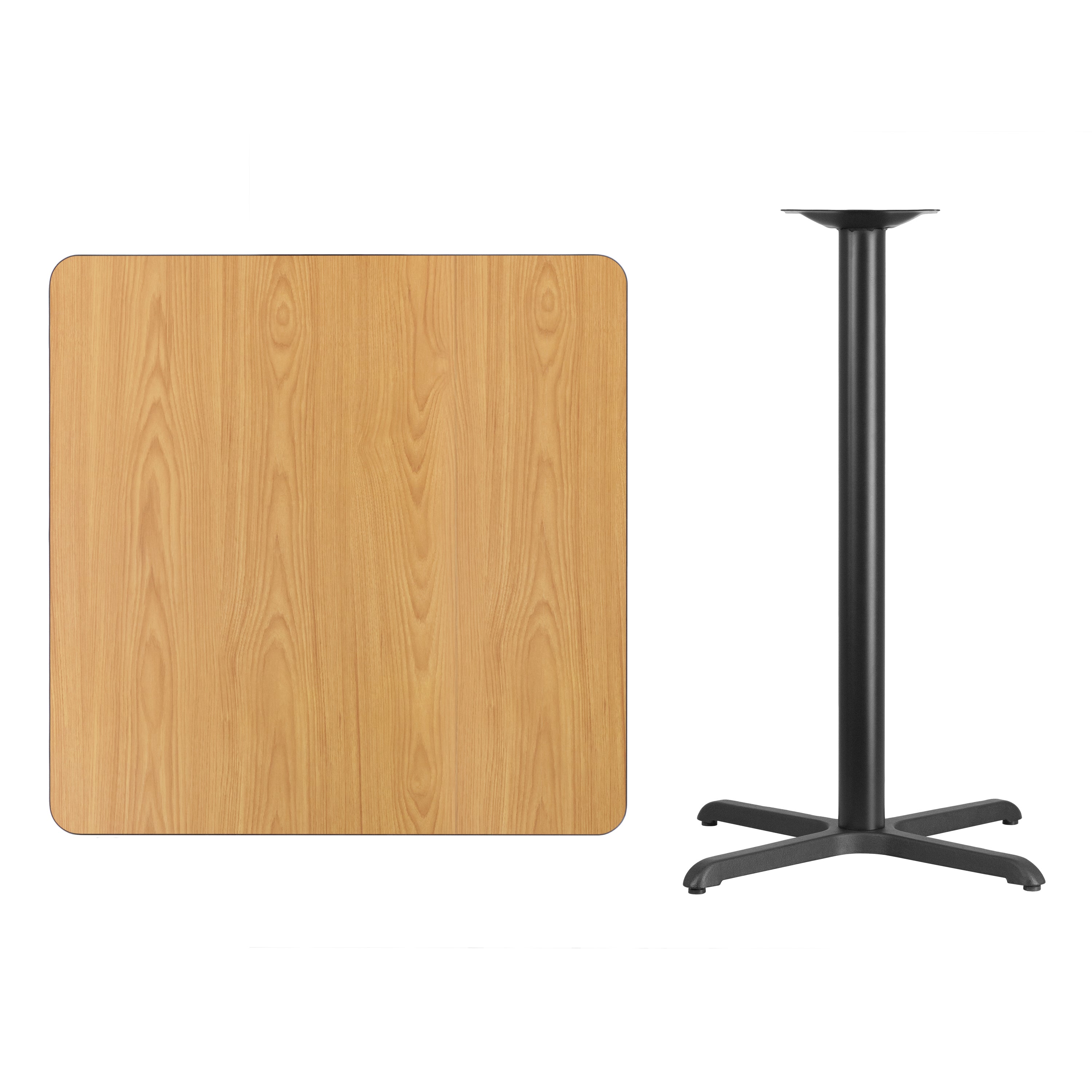 Stiles 36'' Square Natural Laminate Table Top with 30'' x 30'' Bar Height Table Base
