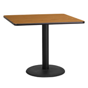 Graniss 36'' Square Natural Laminate Table Top with 24'' Round Table Height Base