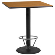 Stiles 36'' Square Natural Laminate Table Top with 24'' Round Bar Height Table Base and Foot Ring