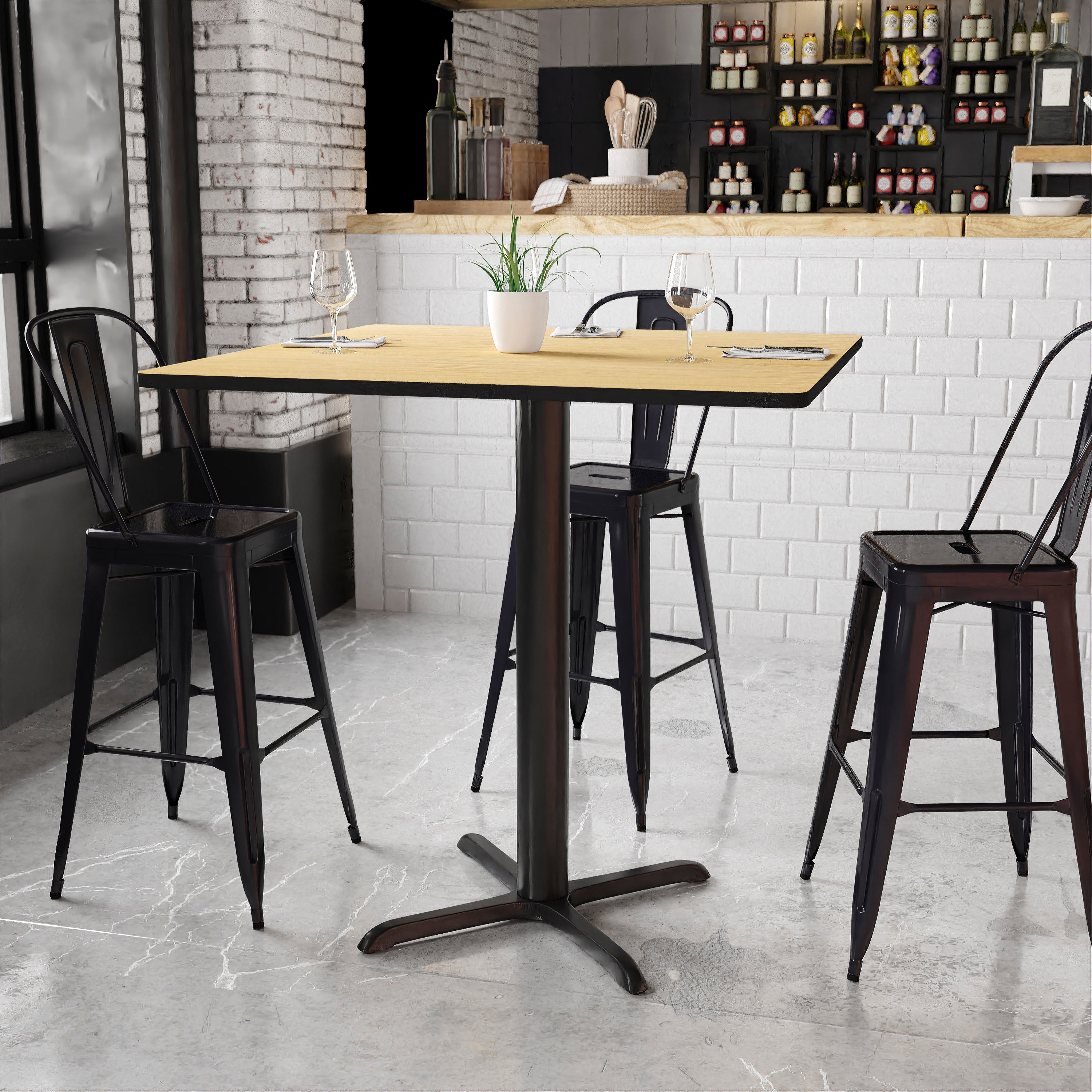 Stiles 42'' Square Natural Laminate Table Top with 33'' x 33'' Bar Height Table Base