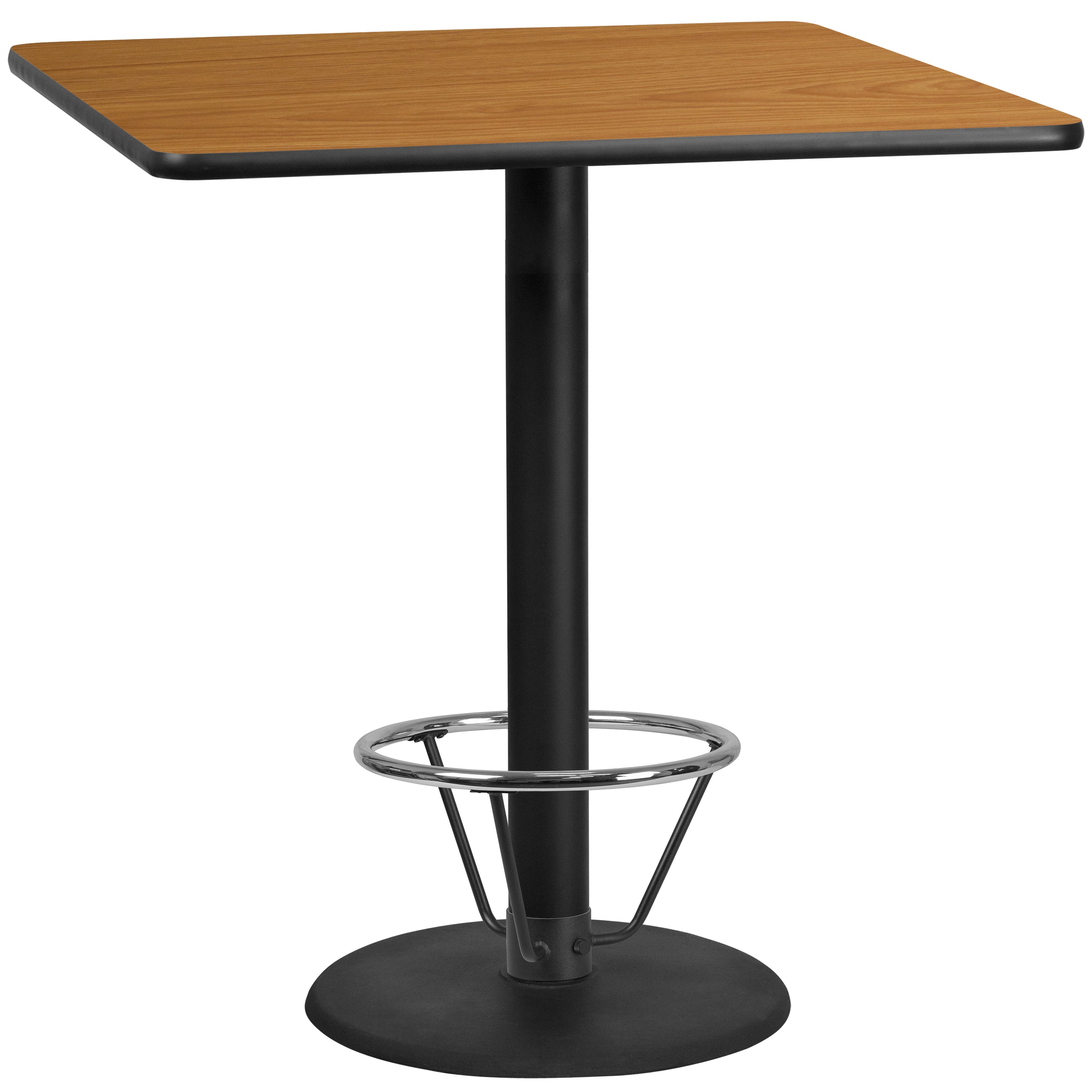 Stiles 42'' Square Natural Laminate Table Top with 24'' Round Bar Height Table Base and Foot Ring
