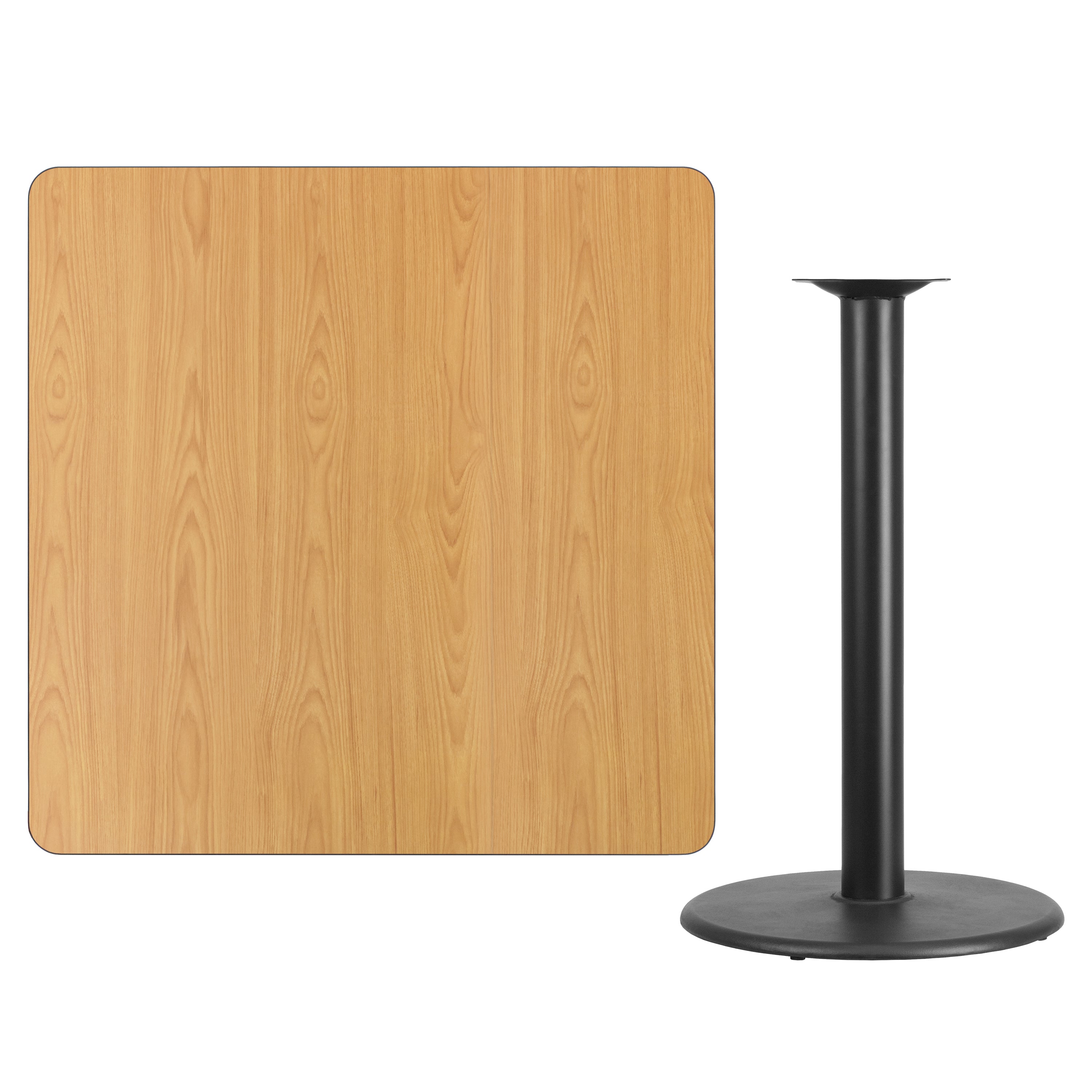 Stiles 42'' Square Natural Laminate Table Top with 24'' Round Bar Height Table Base