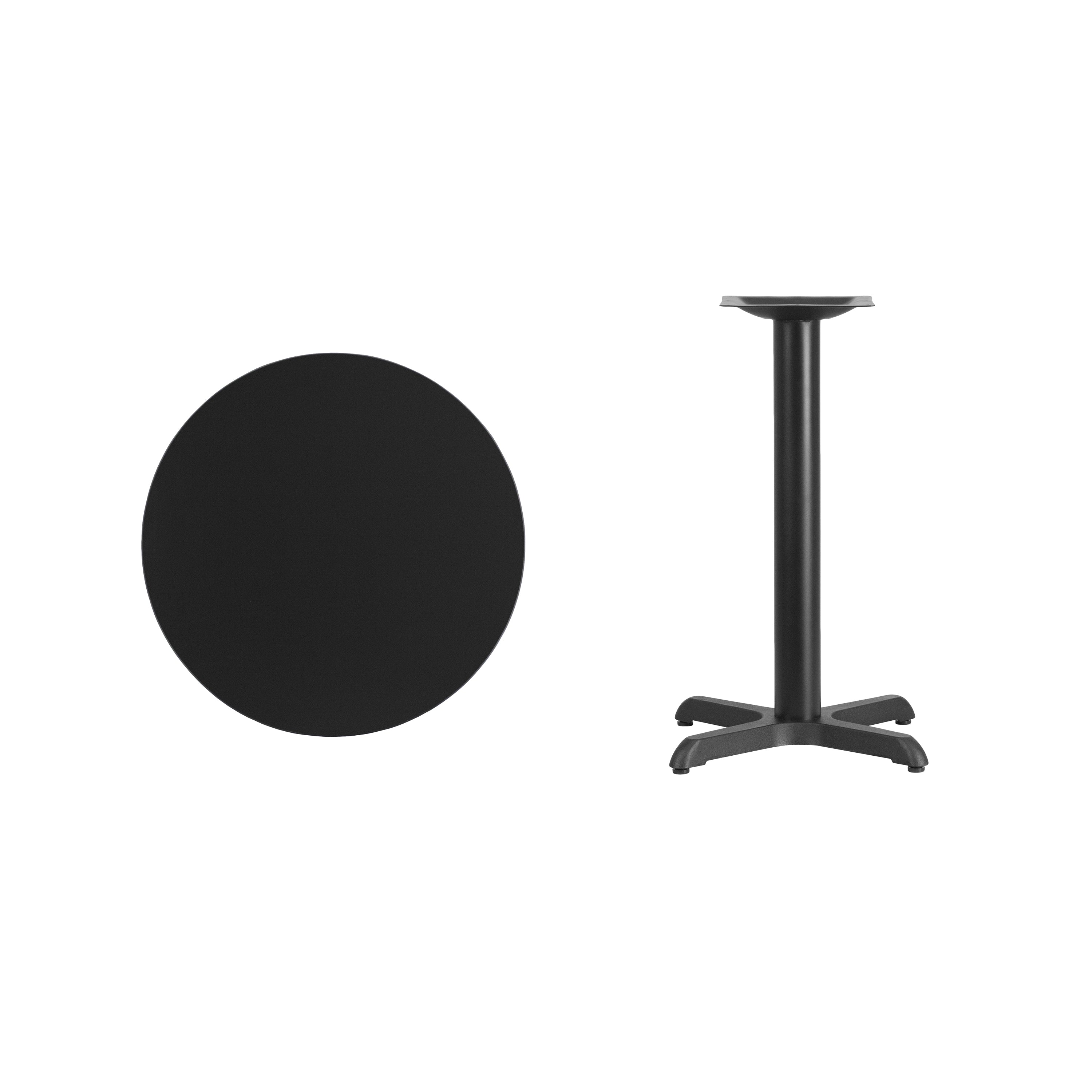 Stiles 24'' Round Black Laminate Table Top with 22'' x 22'' Table Height Base