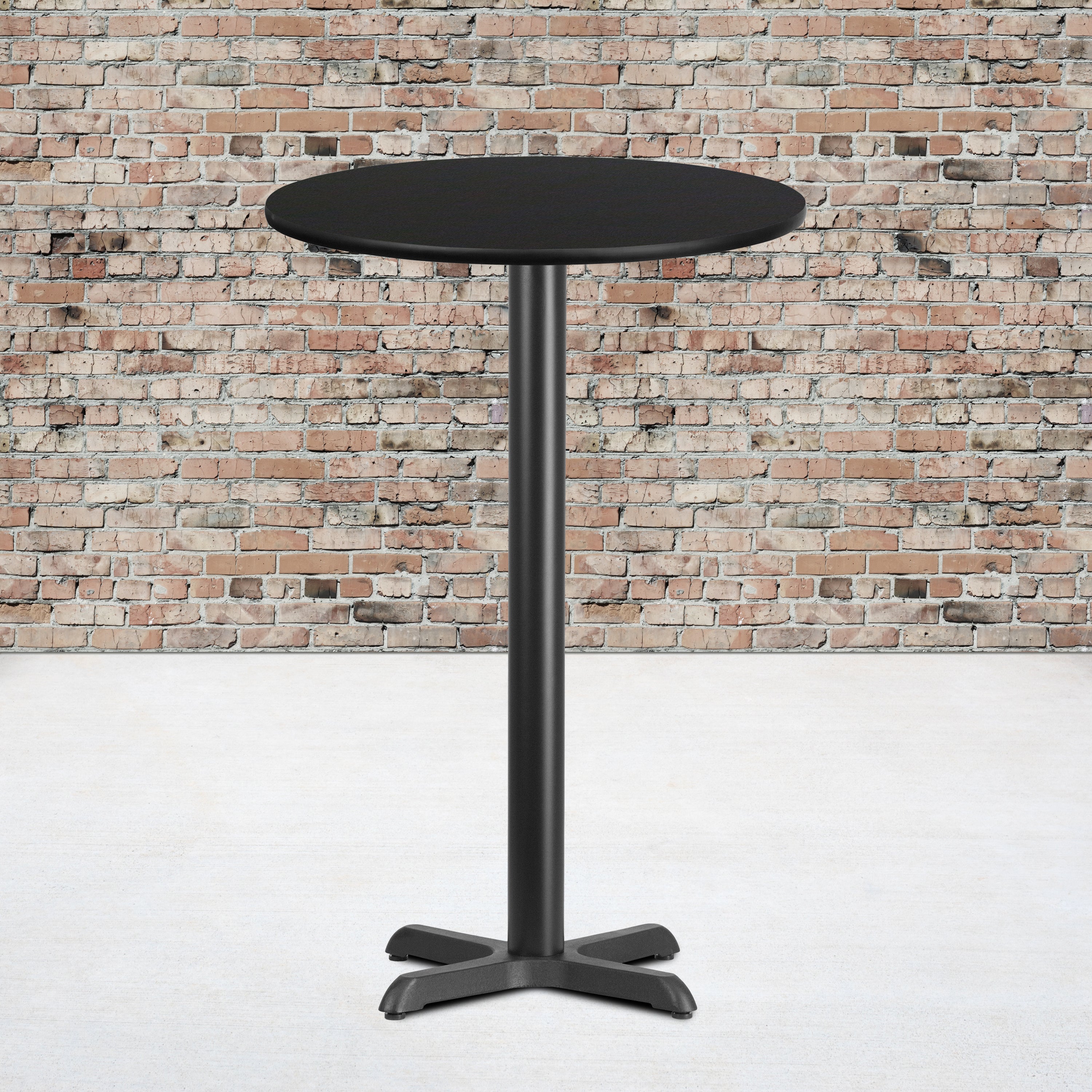 Stiles 24'' Round Black Laminate Table Top with 22'' x 22'' Bar Height Table Base