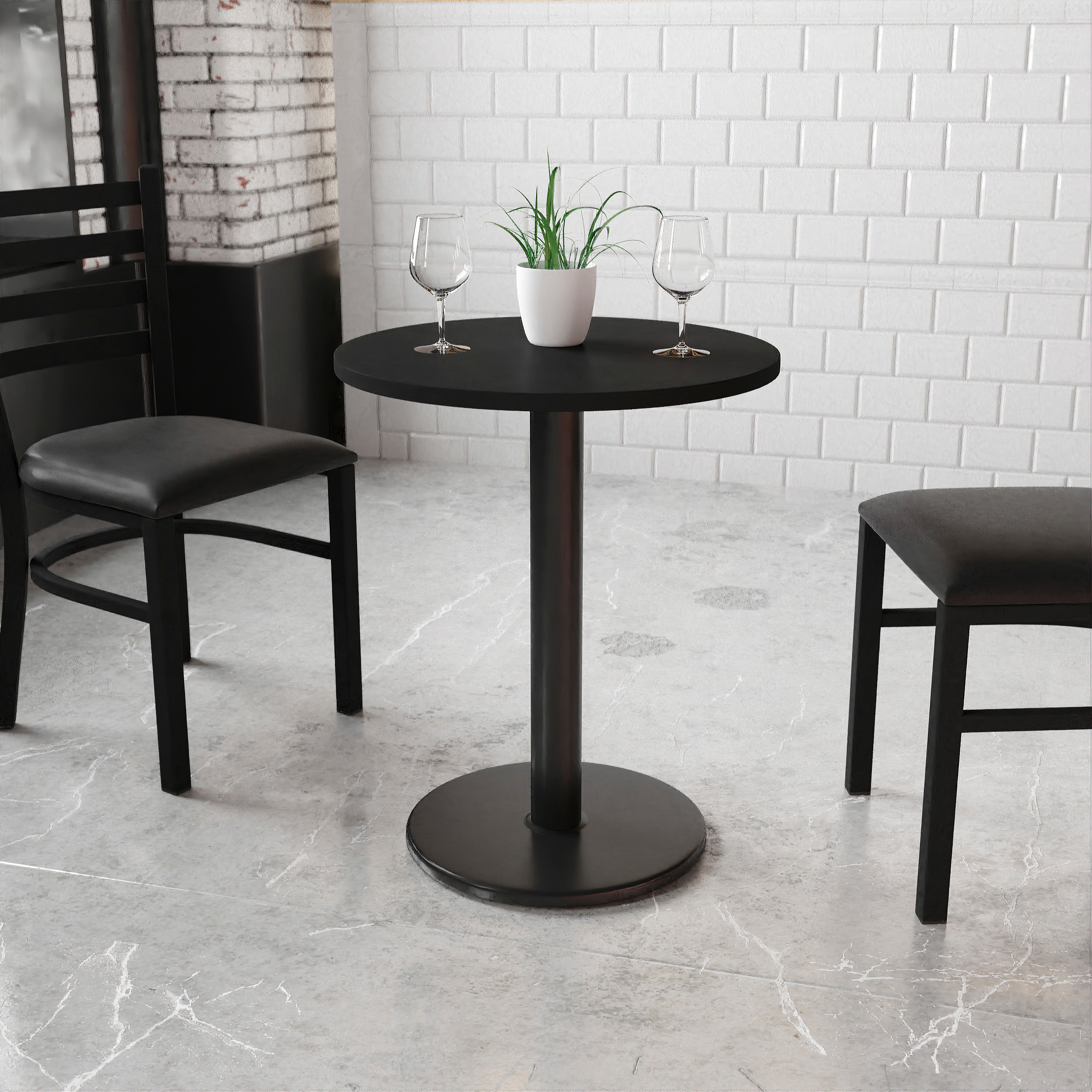 Stiles 24'' Round Black Laminate Table Top with 18'' Round Table Height Base
