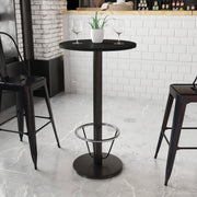 Stiles 24'' Round Black Laminate Table Top with 18'' Round Bar Height Table Base and Foot Ring