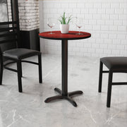 Graniss 24'' Round Mahogany Laminate Table Top with 22'' x 22'' Table Height Base