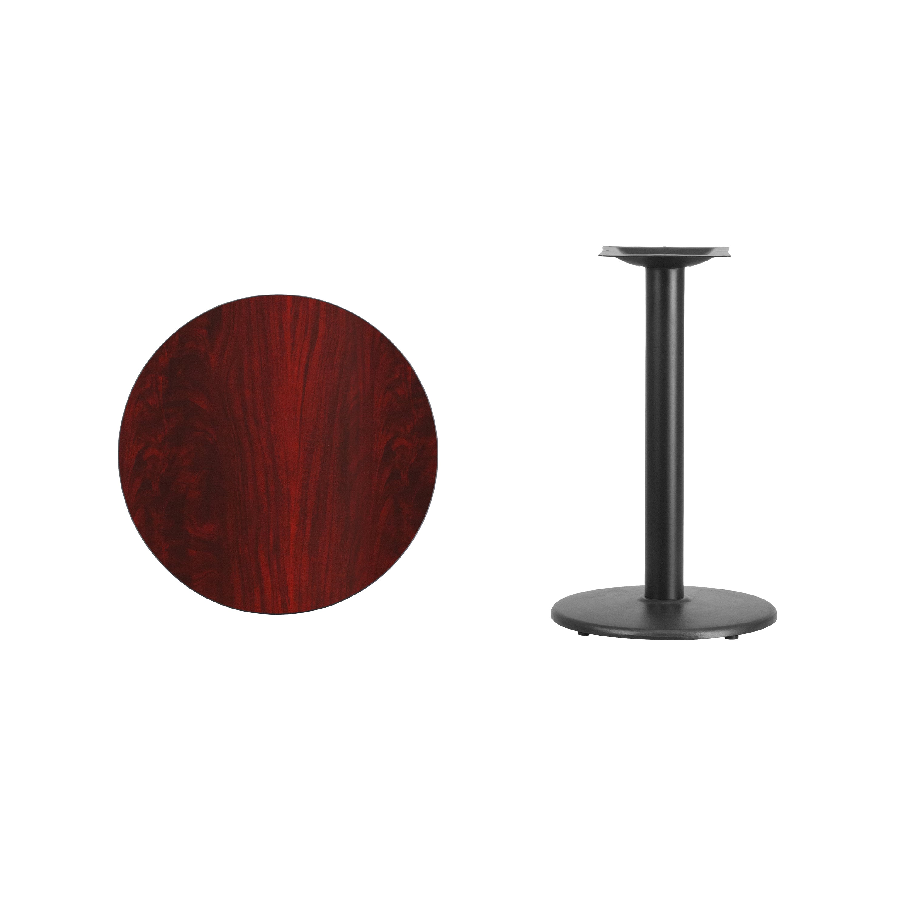 Graniss 24'' Round Mahogany Laminate Table Top with 18'' Round Table Height Base