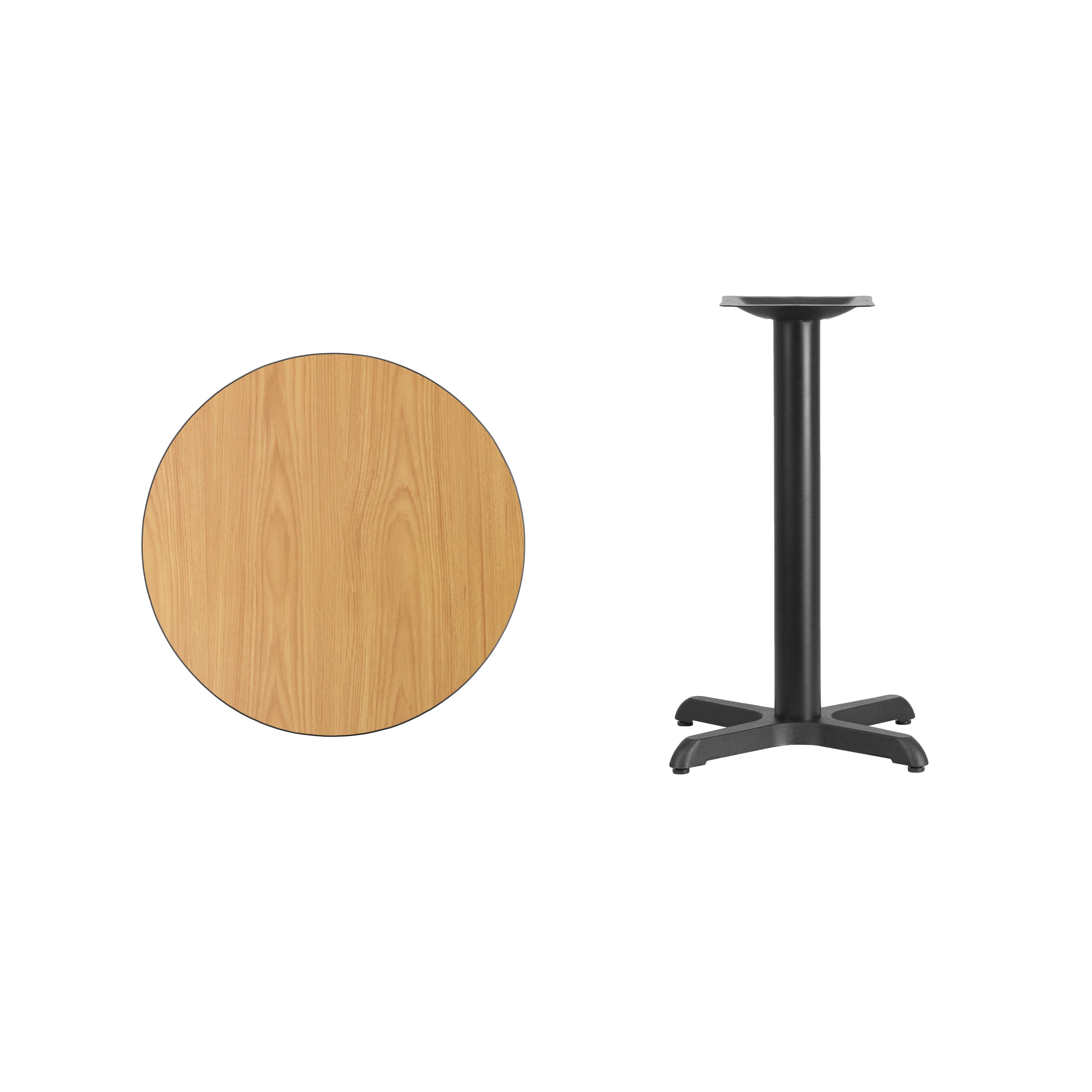 Graniss 24'' Round Natural Laminate Table Top with 22'' x 22'' Table Height Base