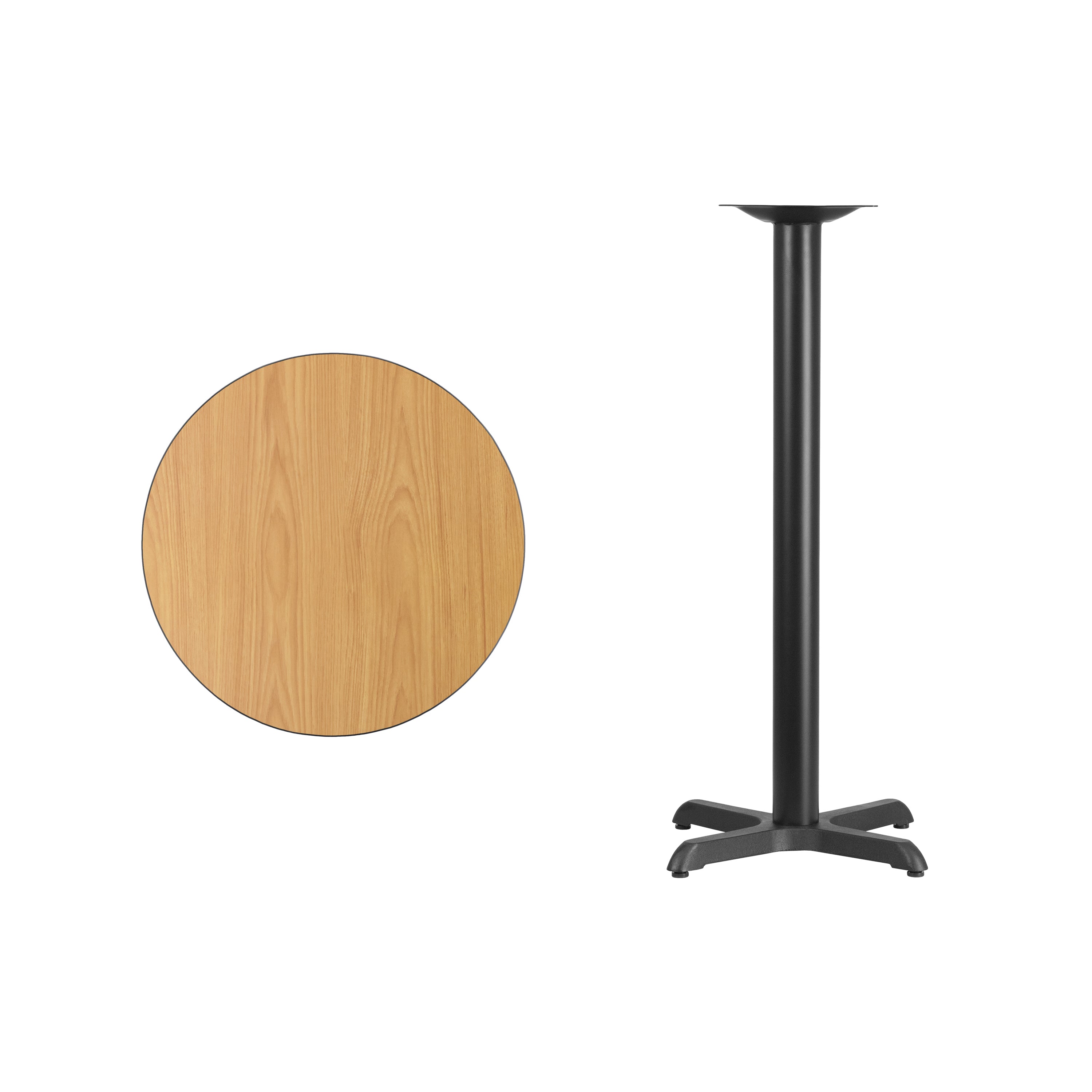 Stiles 24'' Round Natural Laminate Table Top with 22'' x 22'' Bar Height Table Base