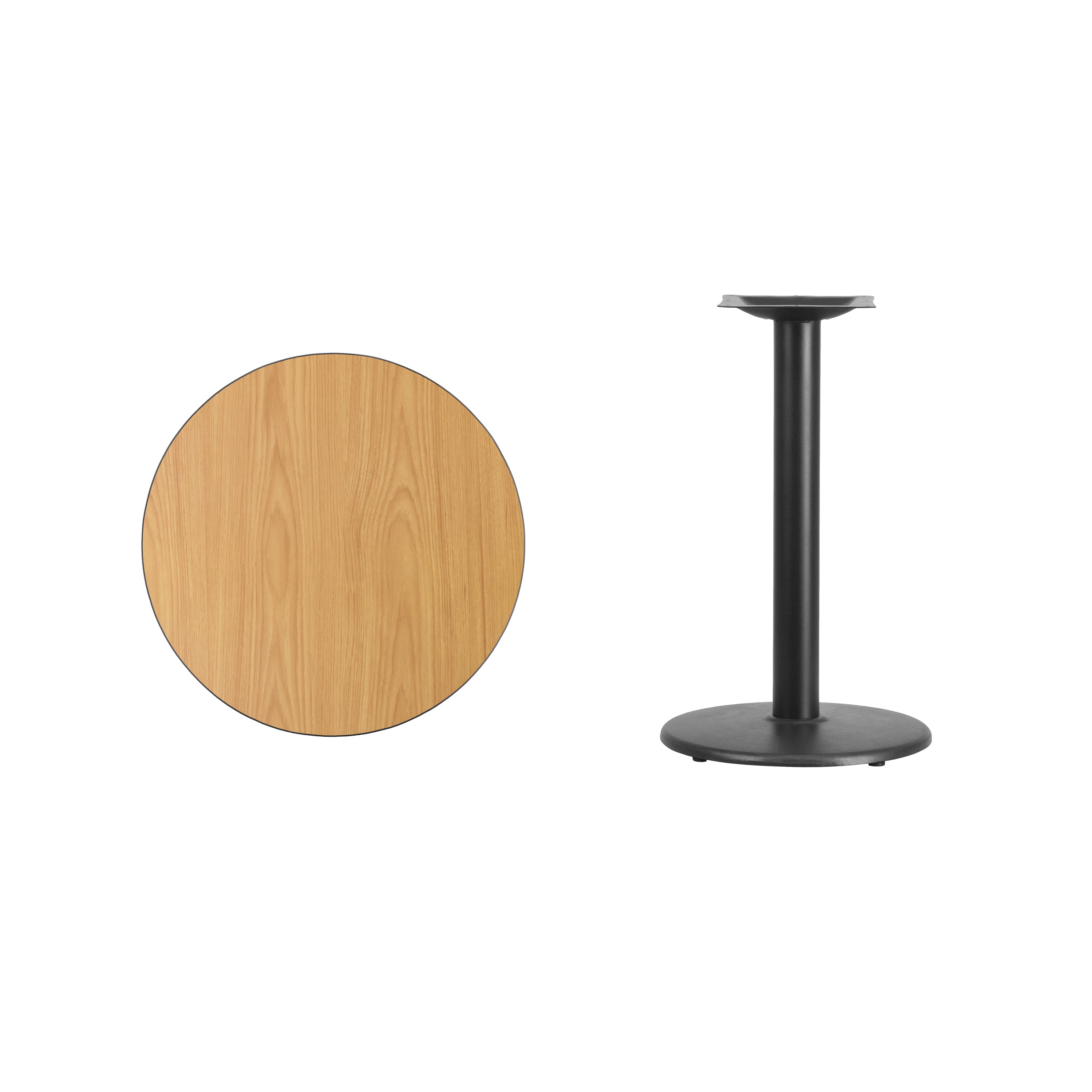 Graniss 24'' Round Natural Laminate Table Top with 18'' Round Table Height Base