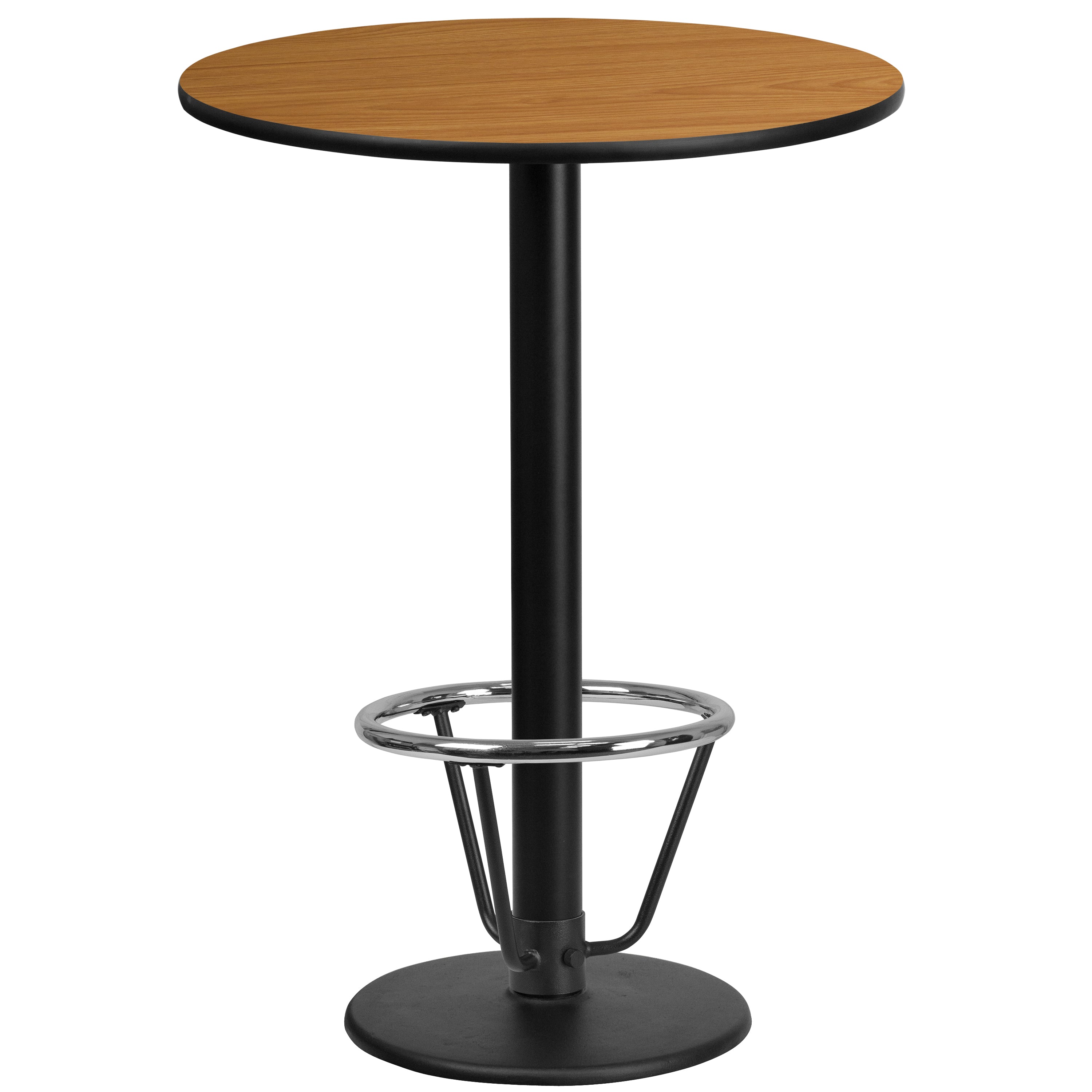 Stiles 24'' Round Natural Laminate Table Top with 18'' Round Bar Height Table Base and Foot Ring