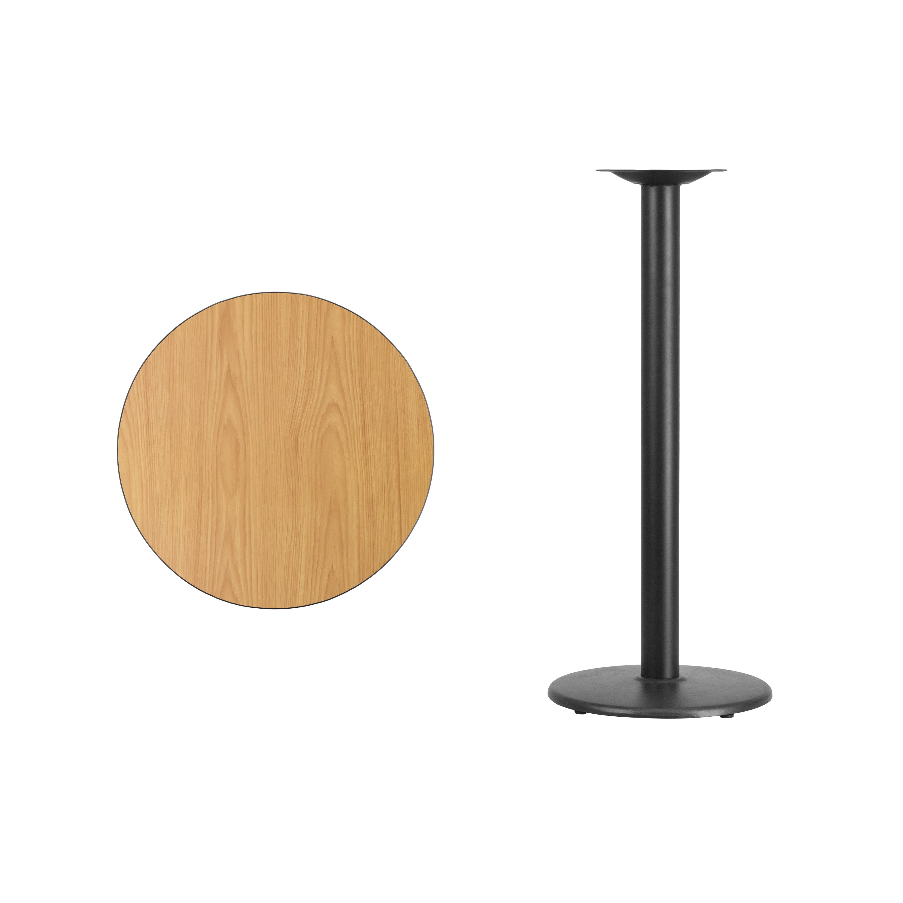 Stiles 24'' Round Natural Laminate Table Top with 18'' Round Bar Height Table Base