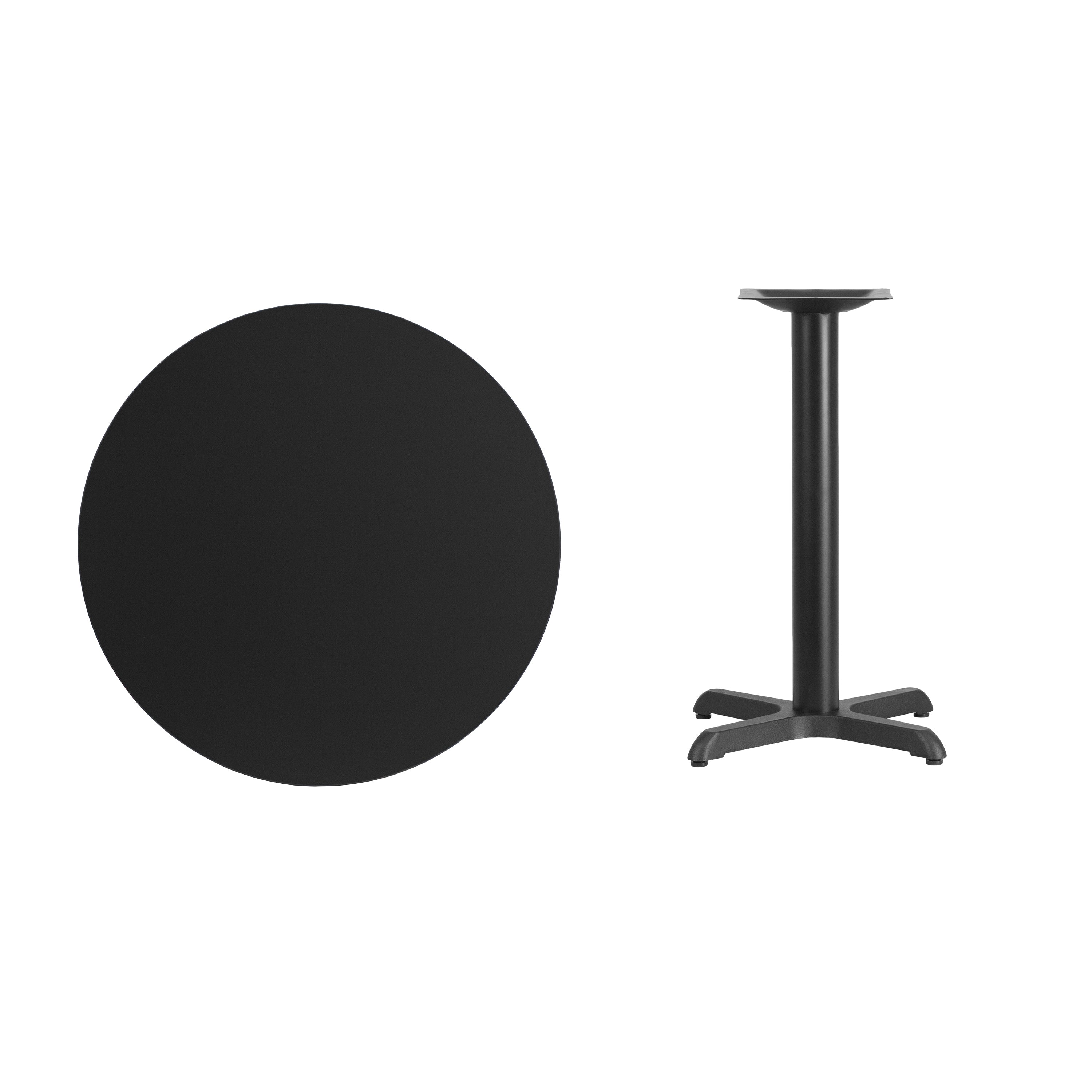 Stiles 30'' Round Black Laminate Table Top with 22'' x 22'' Table Height Base