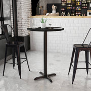 Stiles 30'' Round Black Laminate Table Top with 22'' x 22'' Bar Height Table Base