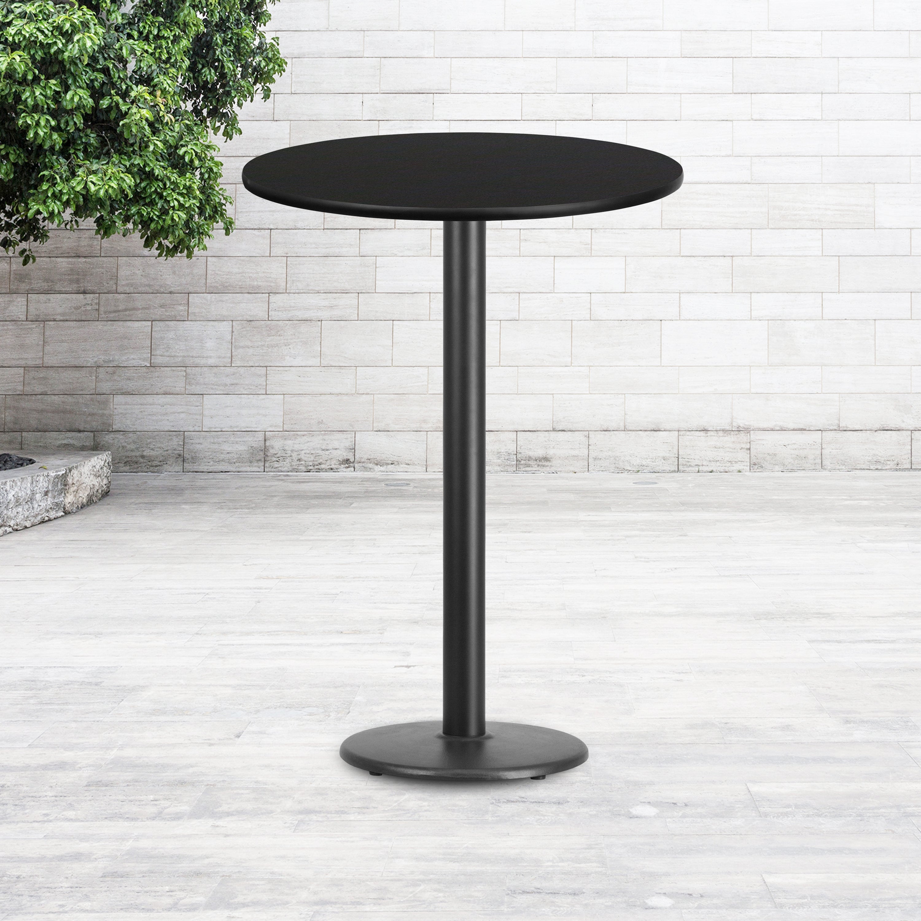 Stiles 30'' Round Black Laminate Table Top with 18'' Round Bar Height Table Base