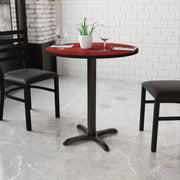 Graniss 30'' Round Mahogany Laminate Table Top with 22'' x 22'' Table Height Base