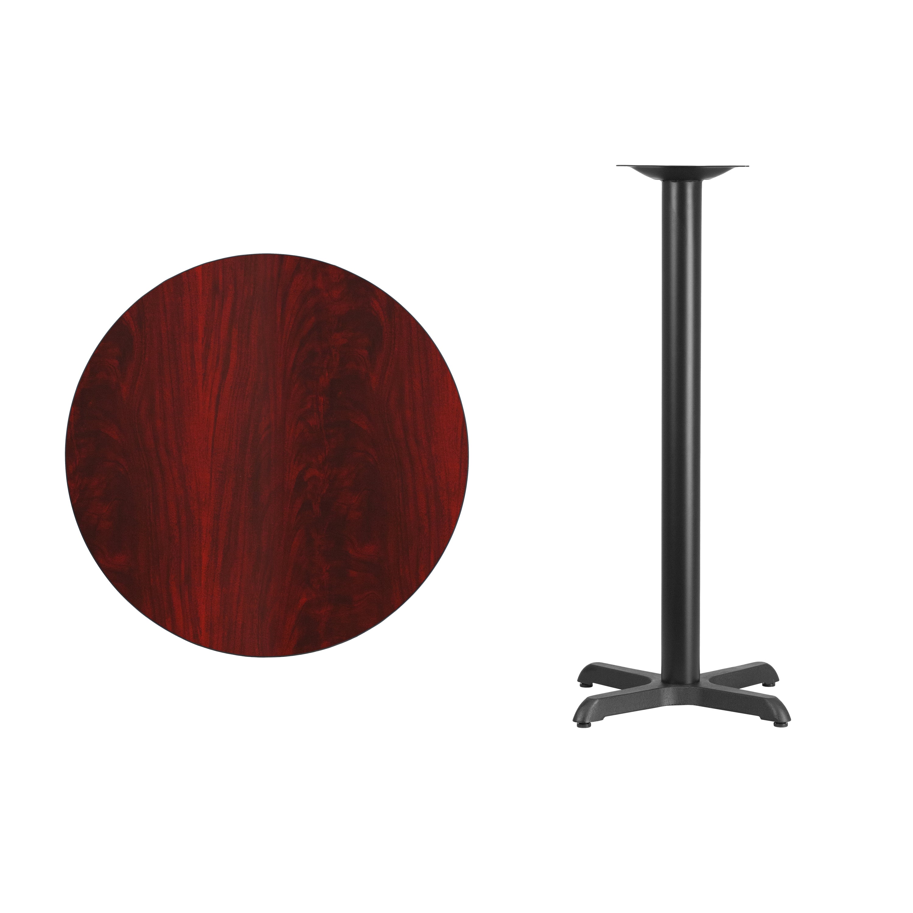Stiles 30'' Round Mahogany Laminate Table Top with 22'' x 22'' Bar Height Table Base