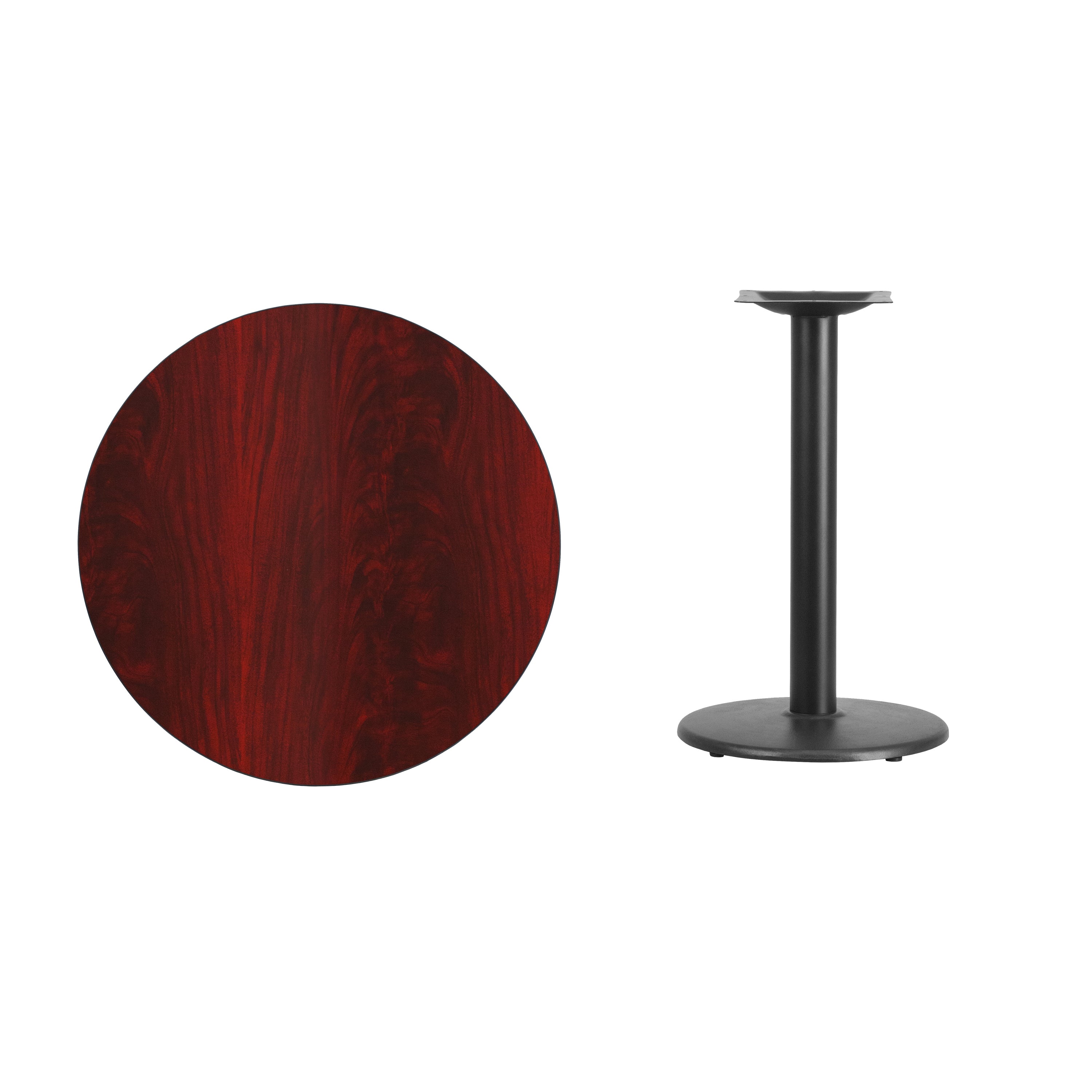 Graniss 30'' Round Mahogany Laminate Table Top with 18'' Round Table Height Base