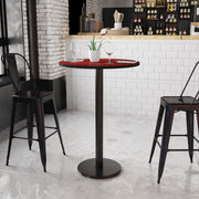 Stiles 30'' Round Mahogany Laminate Table Top with 18'' Round Bar Height Table Base