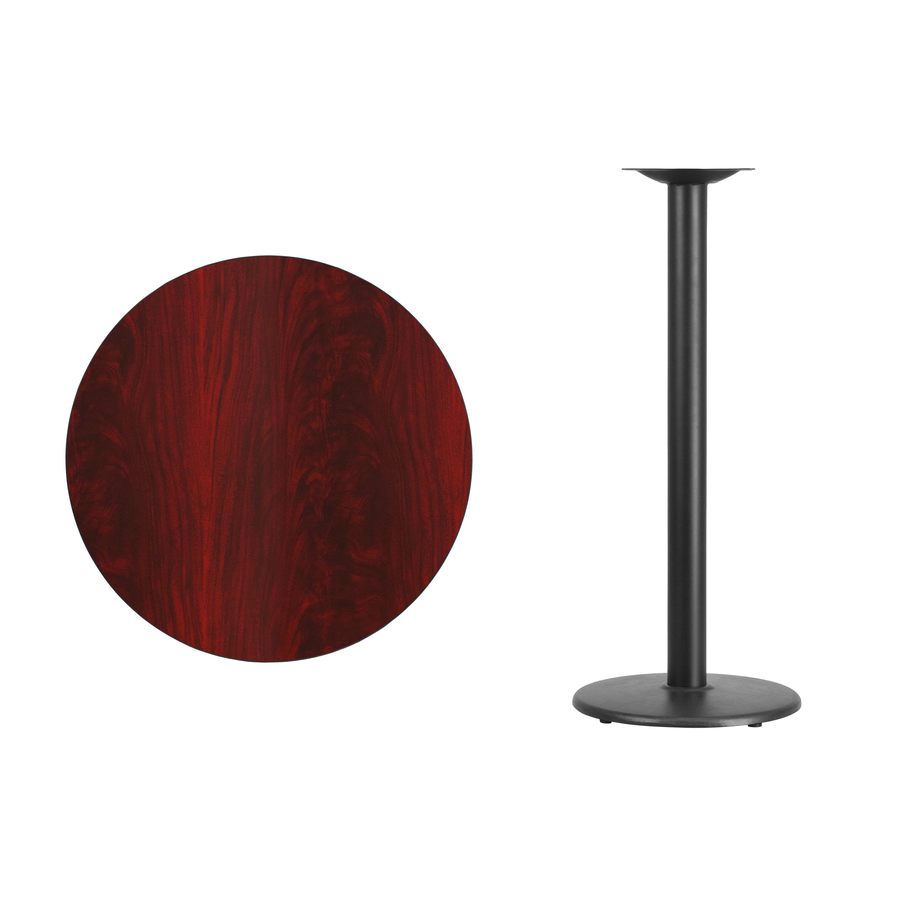 Stiles 30'' Round Mahogany Laminate Table Top with 18'' Round Bar Height Table Base
