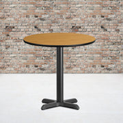 Graniss 30'' Round Natural Laminate Table Top with 22'' x 22'' Table Height Base
