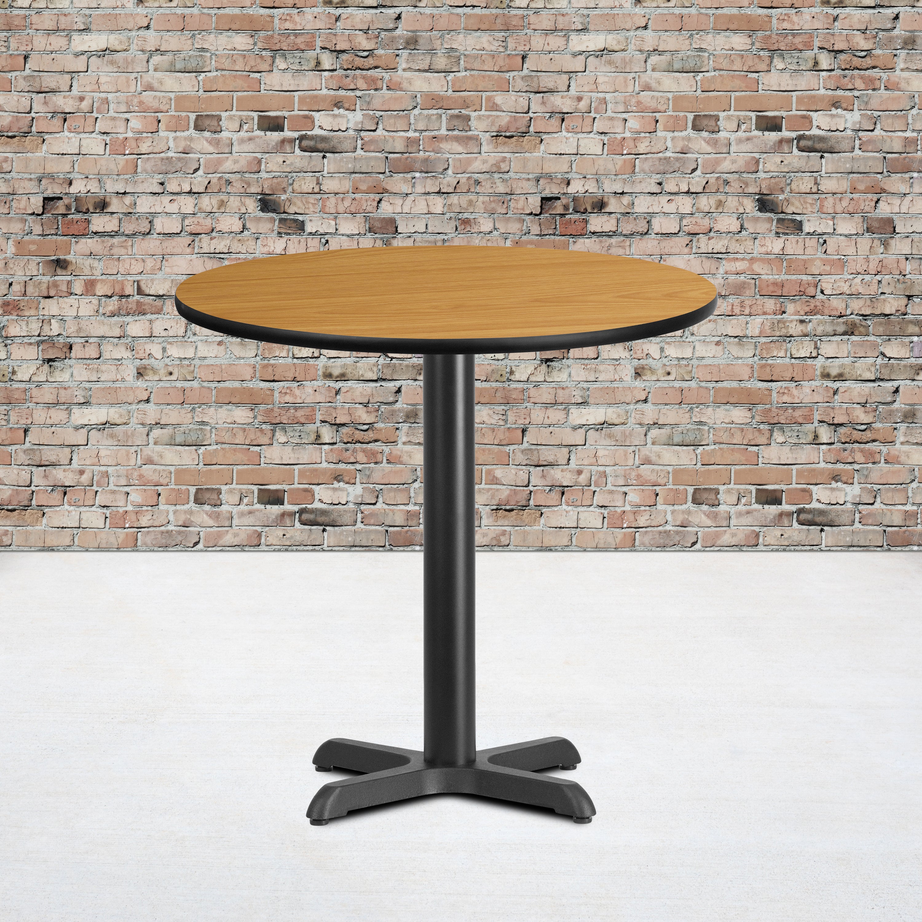 Graniss 30'' Round Natural Laminate Table Top with 22'' x 22'' Table Height Base