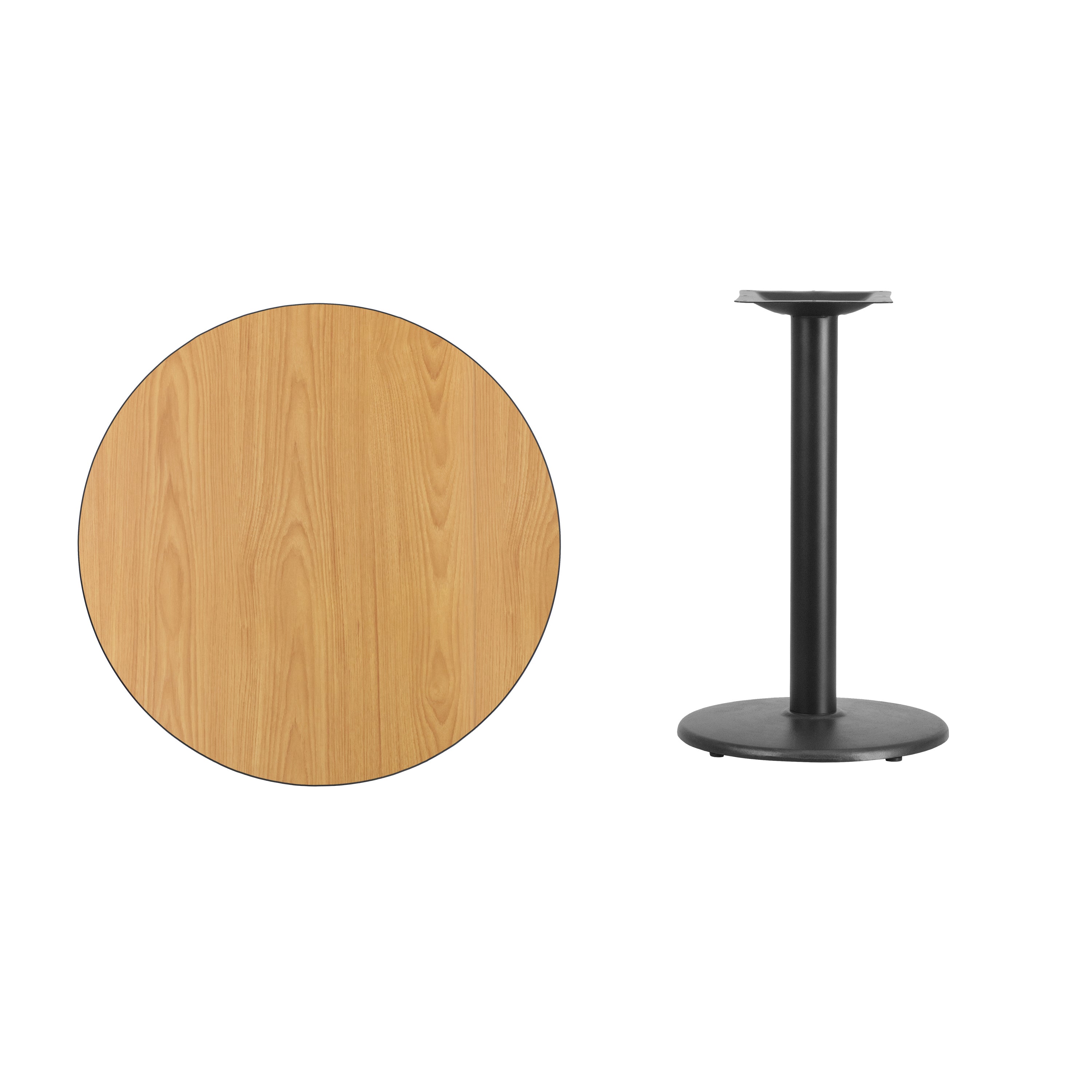 Graniss 30'' Round Natural Laminate Table Top with 18'' Round Table Height Base