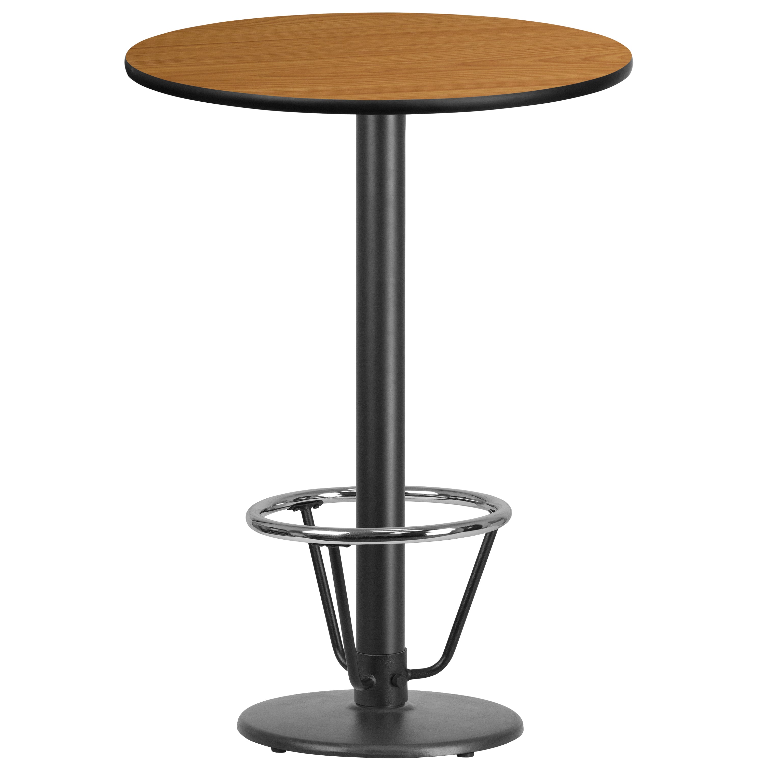 Stiles 30'' Round Natural Laminate Table Top with 18'' Round Bar Height Table Base and Foot Ring