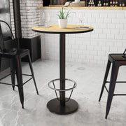 Stiles 30'' Round Natural Laminate Table Top with 18'' Round Bar Height Table Base and Foot Ring