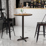 Stiles 30'' Round Walnut Laminate Table Top with 22'' x 22'' Bar Height Table Base