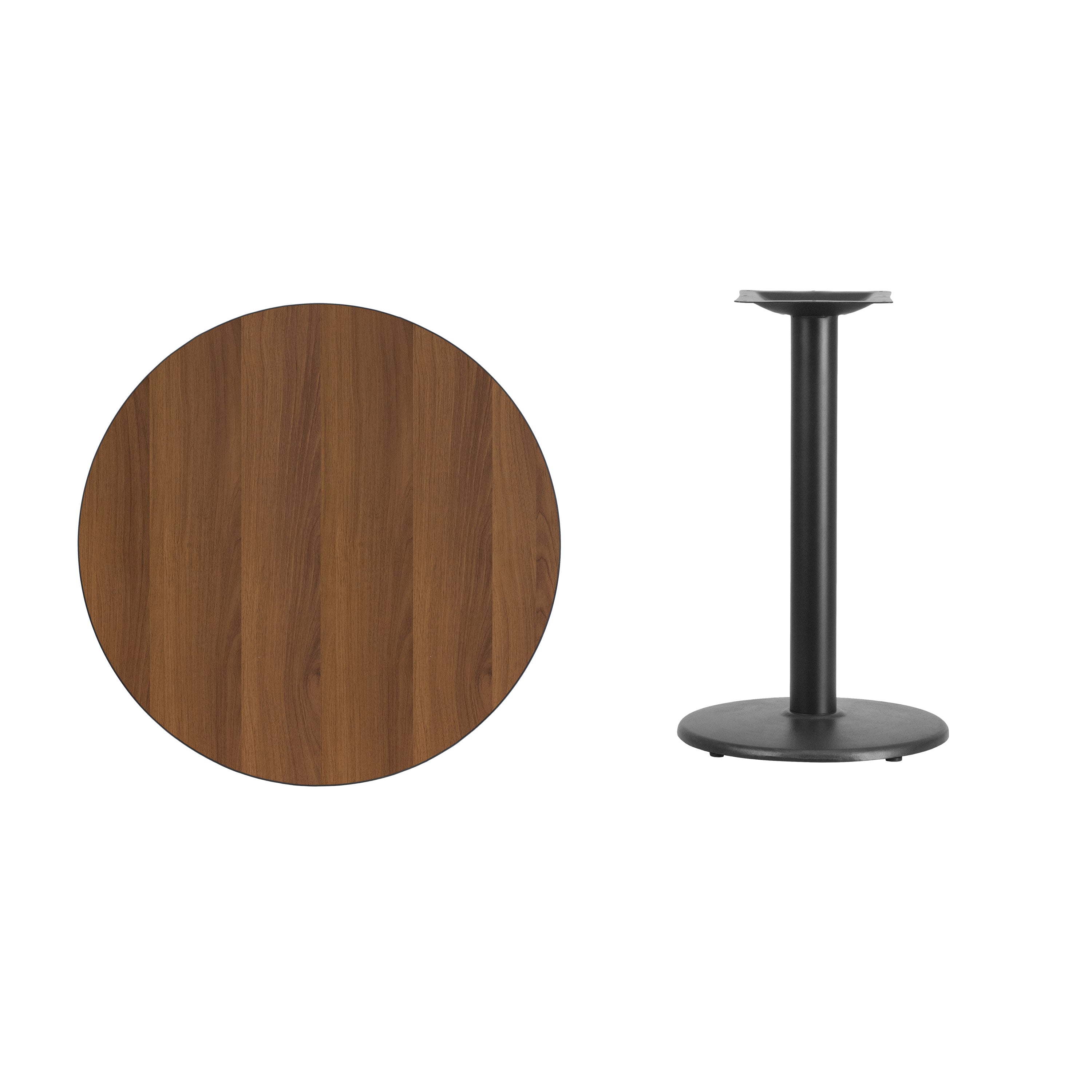 Graniss 30'' Round Walnut Laminate Table Top with 18'' Round Table Height Base