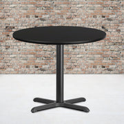 Stiles 36'' Round Black Laminate Table Top with 30'' x 30'' Table Height Base