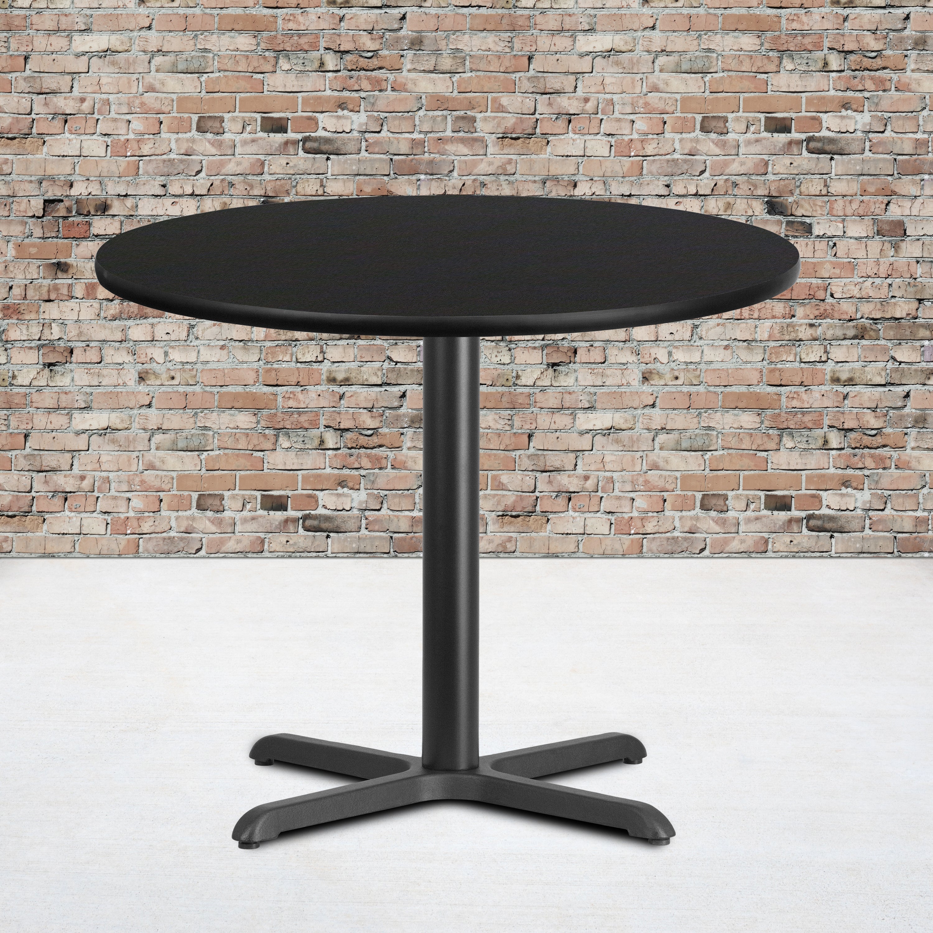 Stiles 36'' Round Black Laminate Table Top with 30'' x 30'' Table Height Base