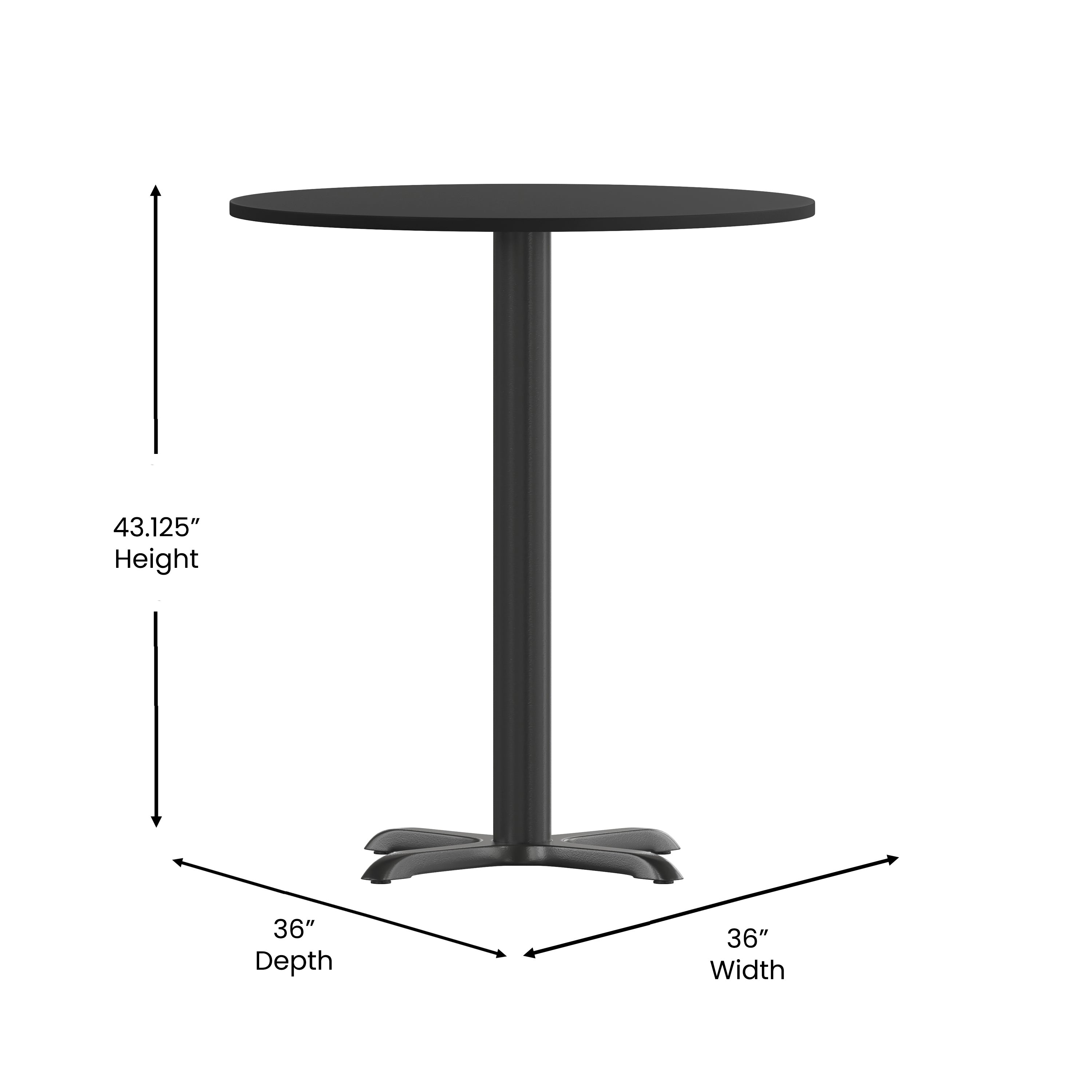 Stiles 36'' Round Black Laminate Table Top with 30'' x 30'' Bar Height Table Base