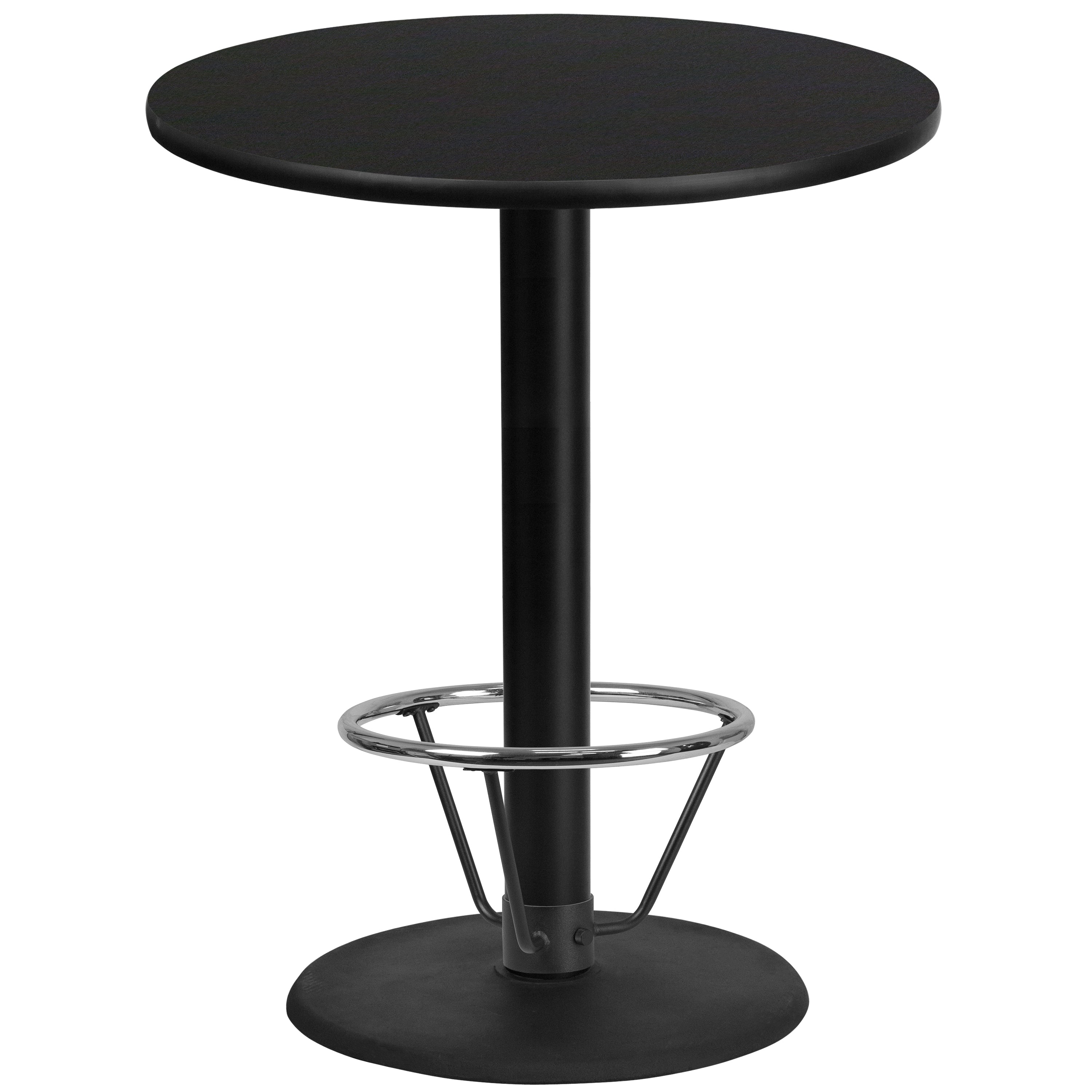 Stiles 36'' Round Black Laminate Table Top with 24'' Round Bar Height Table Base and Foot Ring