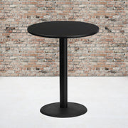 Stiles 36'' Round Black Laminate Table Top with 24'' Round Bar Height Table Base