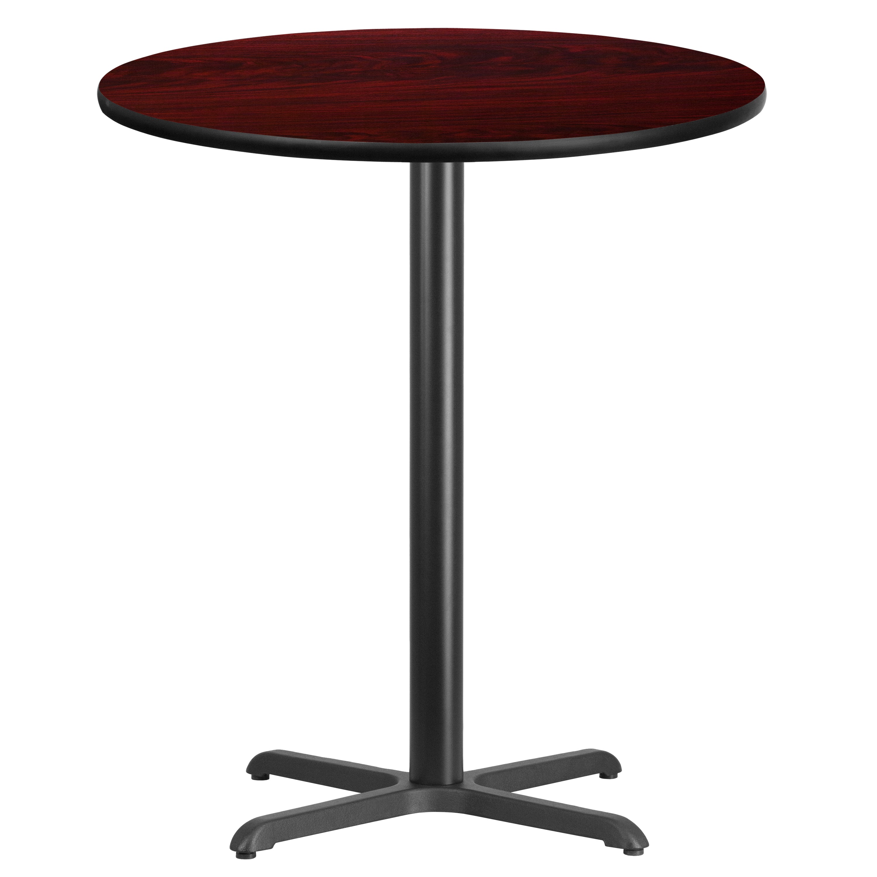 Stiles 36'' Round Mahogany Laminate Table Top with 30'' x 30'' Bar Height Table Base