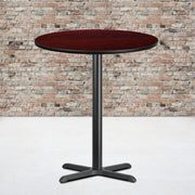 Stiles 36'' Round Mahogany Laminate Table Top with 30'' x 30'' Bar Height Table Base