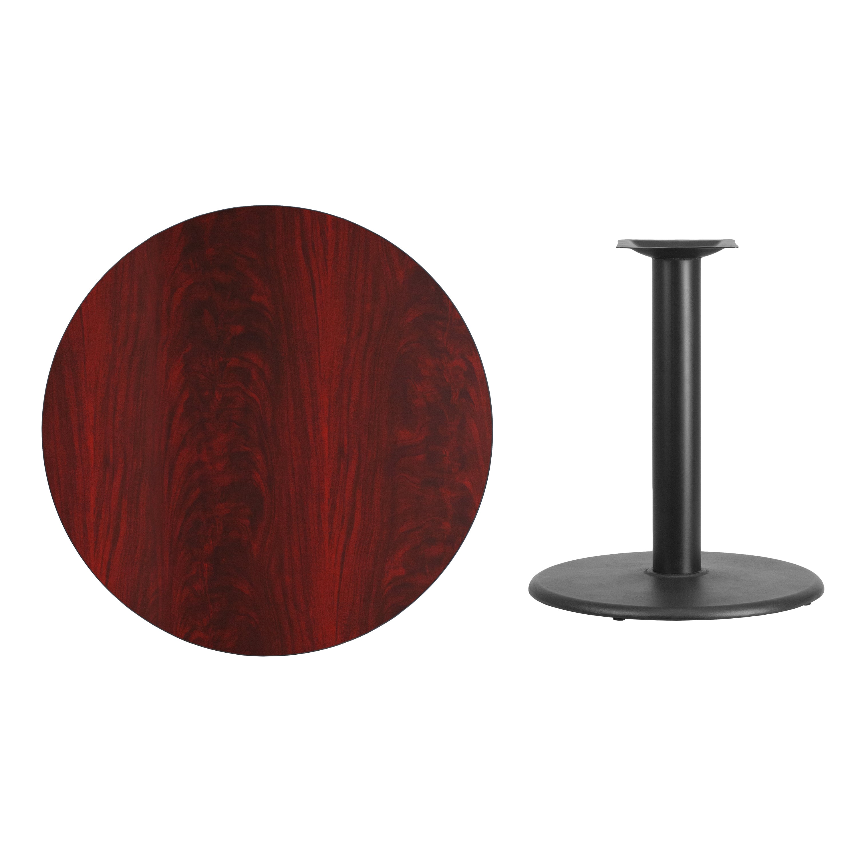 Graniss 36'' Round Mahogany Laminate Table Top with 24'' Round Table Height Base