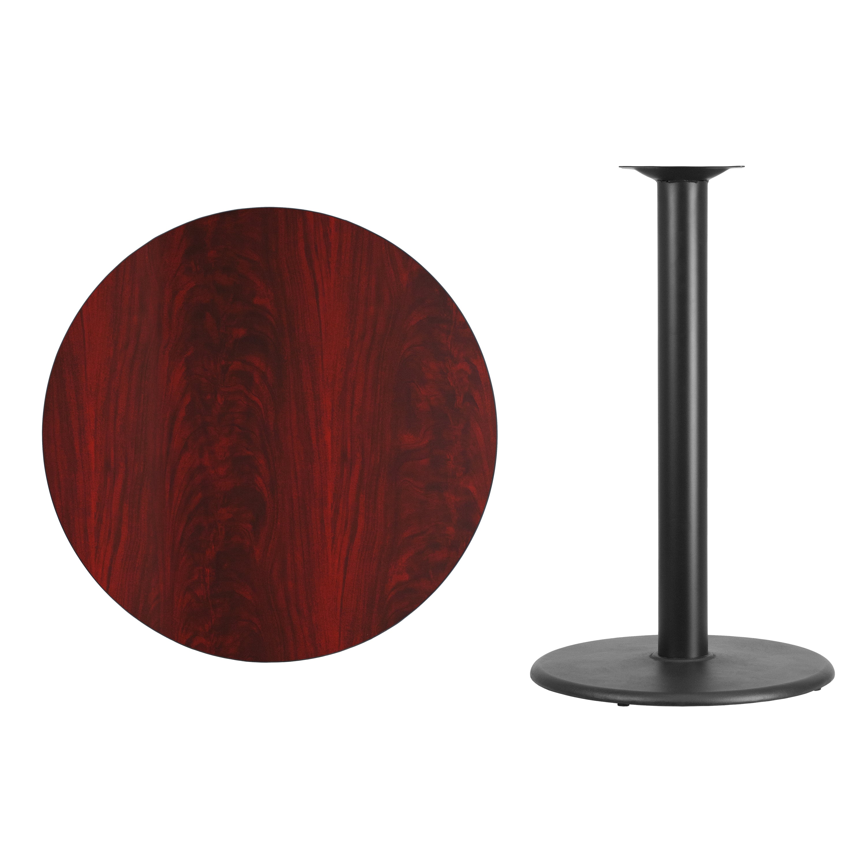 Stiles 36'' Round Mahogany Laminate Table Top with 24'' Round Bar Height Table Base