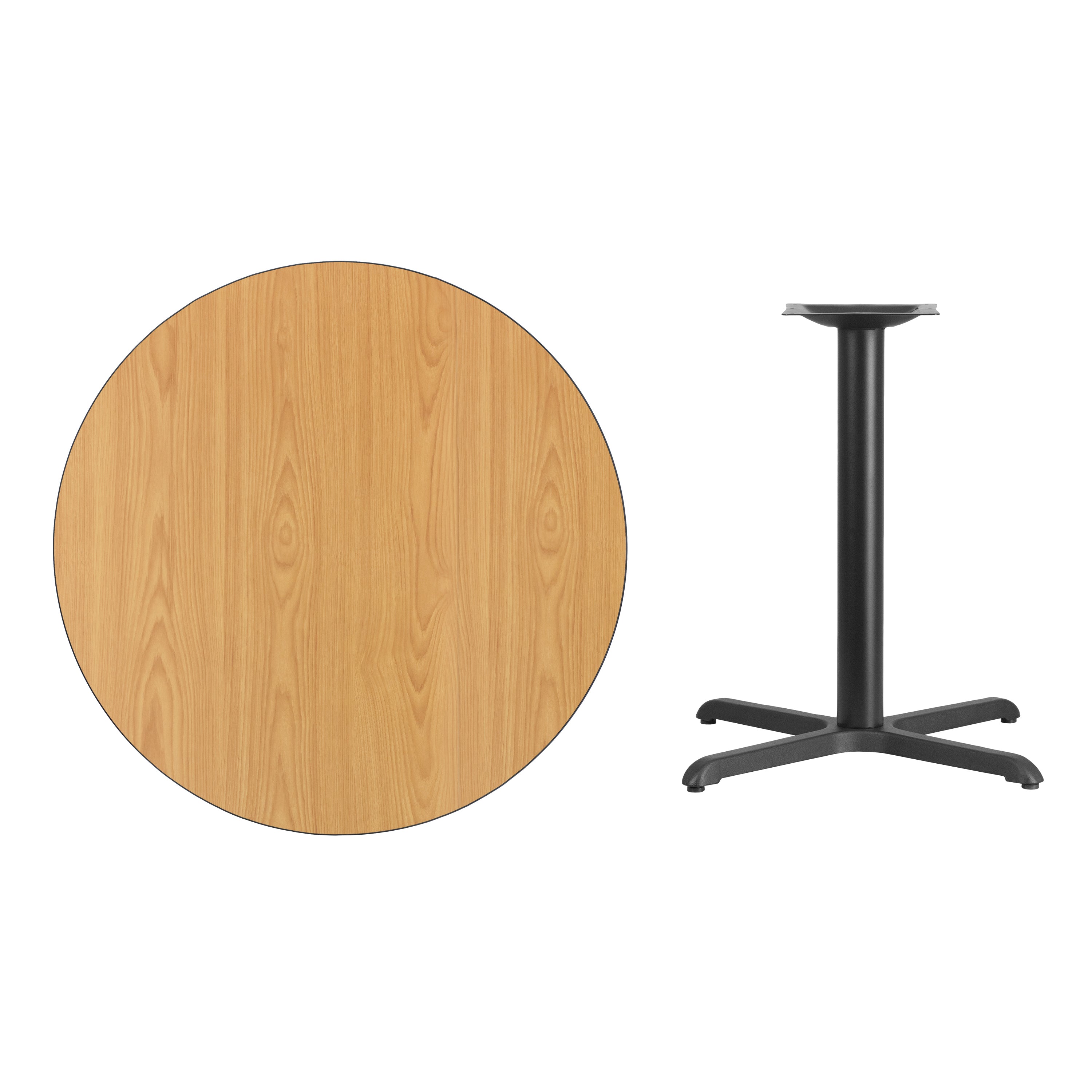 Graniss 36'' Round Natural Laminate Table Top with 30'' x 30'' Table Height Base